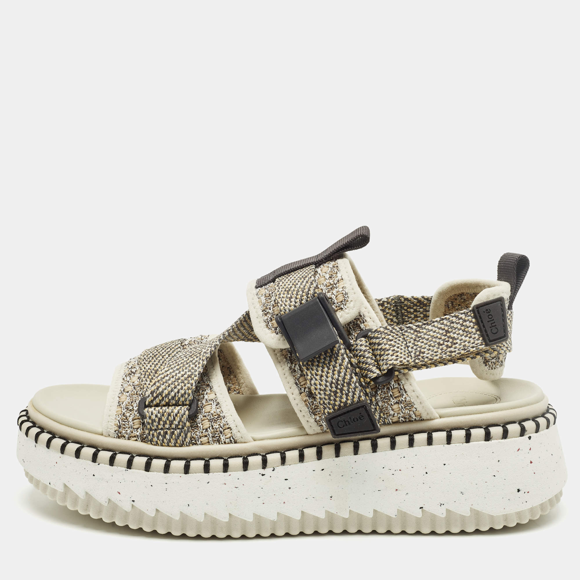 مملوكة مسبقًا Chloé Lilli Size 39 Multicolor Fabric Slingback Sandals