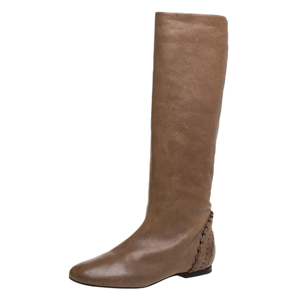 مملوكة مسبقًا Chloe Brown Leather Knee Length Boots Size 40