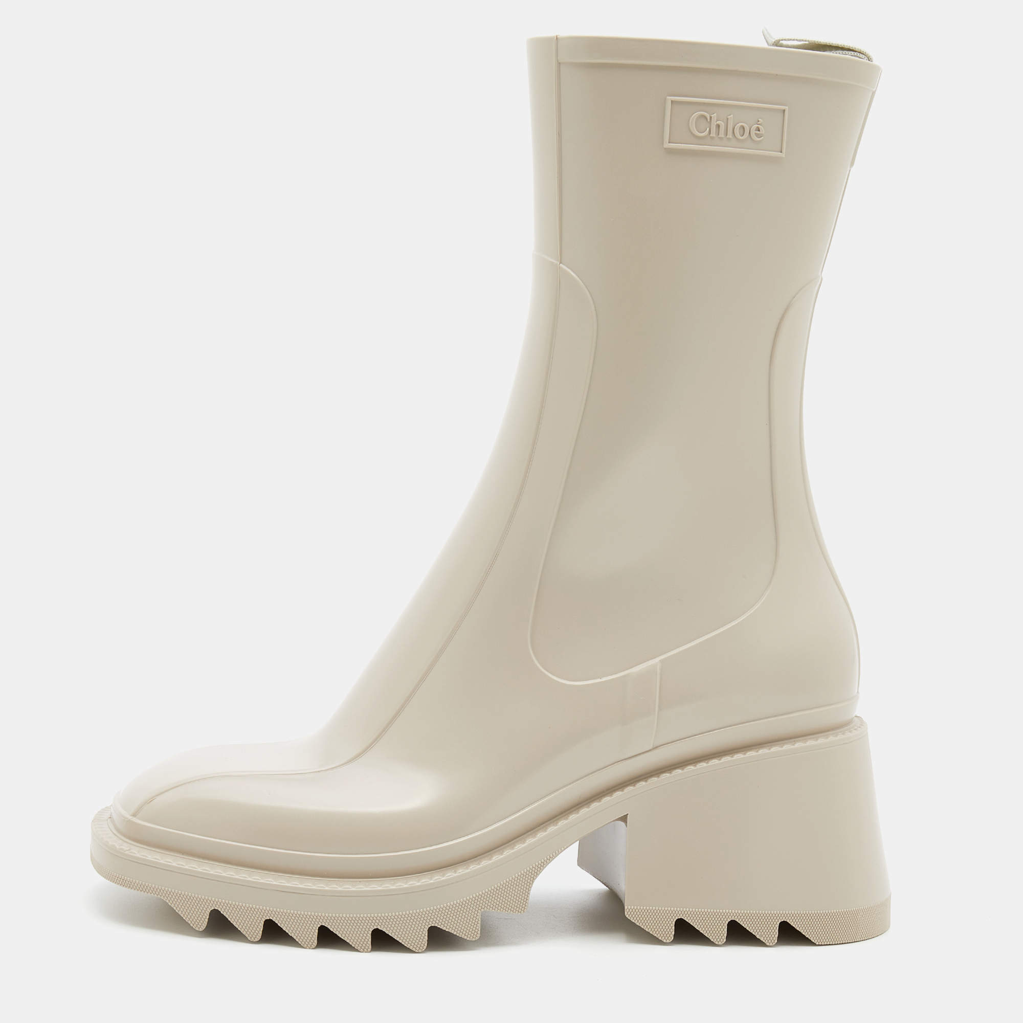 Pre Owned Chloe Nomad Beige Rubber Betty Rain Boots Size 39