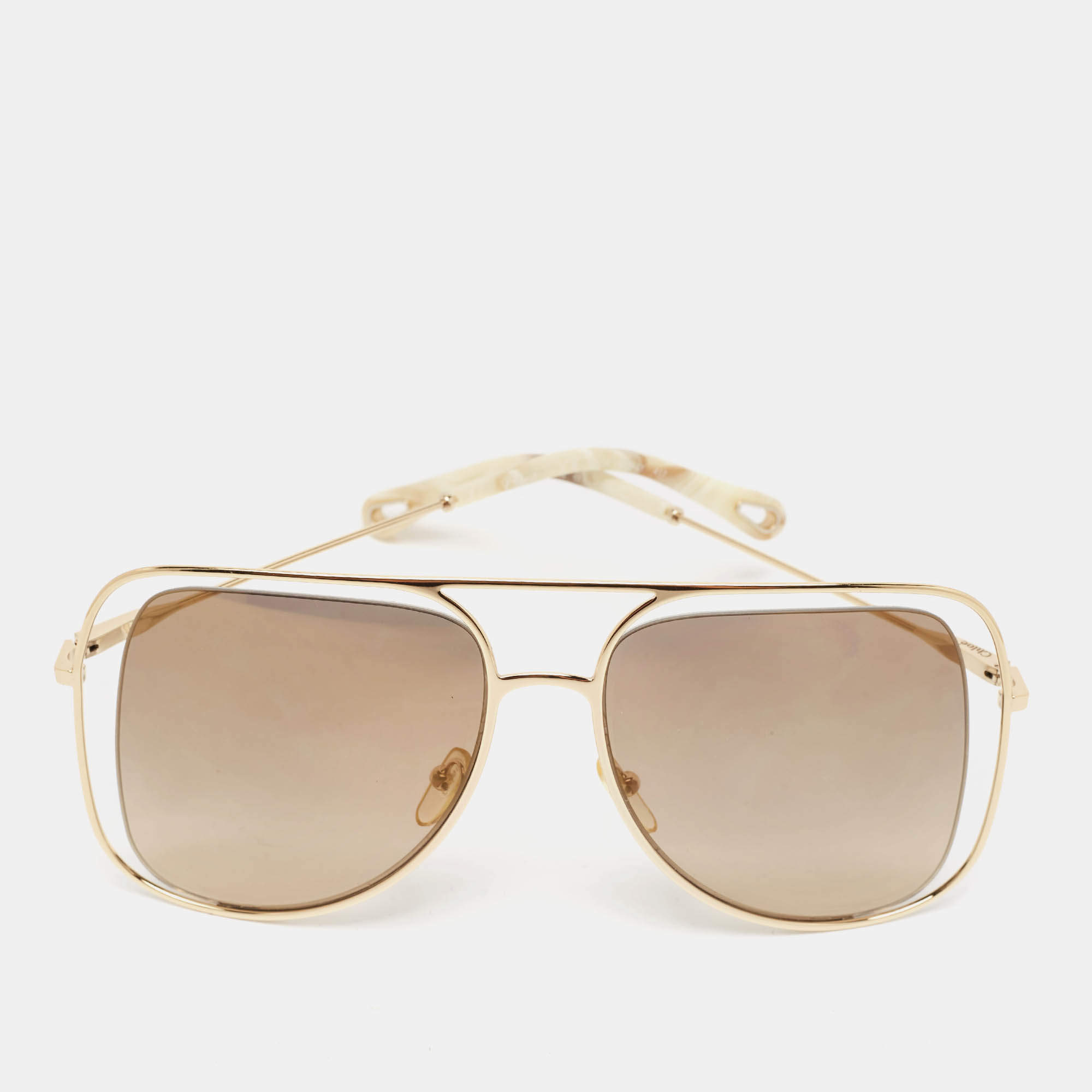 Chloe Gold Tone Gradient CE130S Poppy Oversized Sunglasses