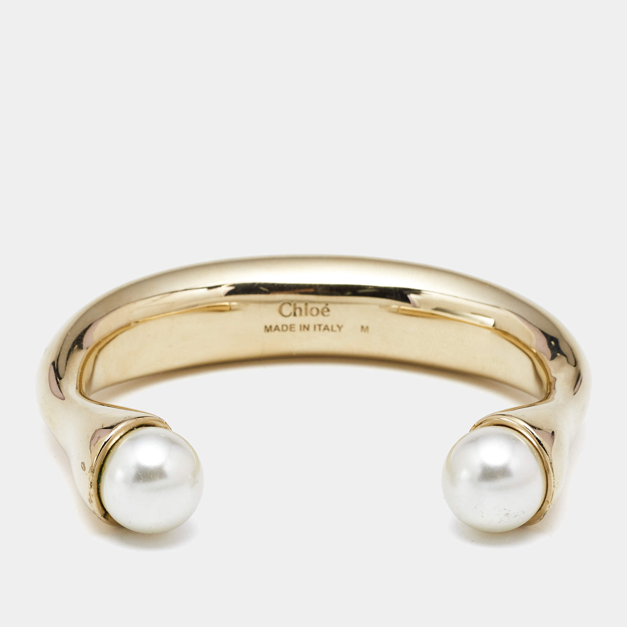 Chloé Faux Pearl Gold Tone Bracelet M 