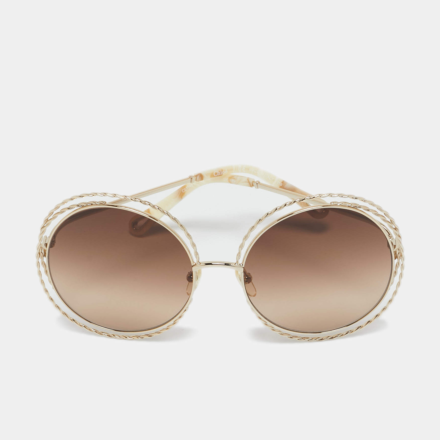 Chloe Brown/Gold Gradient CE114St Carlina Frame Round Sunglasses
