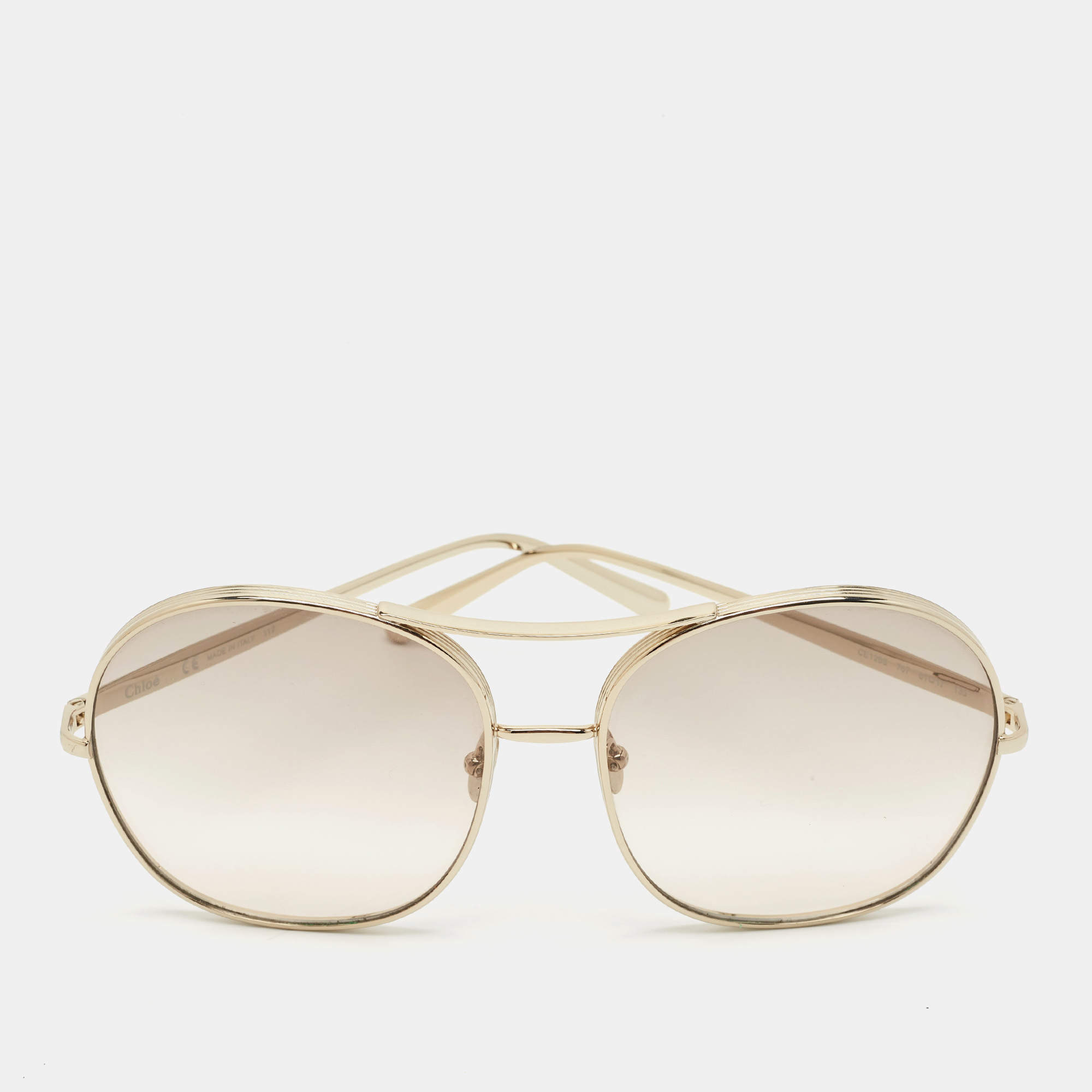 Chloe Gold Tone/Beige Gradient CE128S Nola Oversized Sunglasses