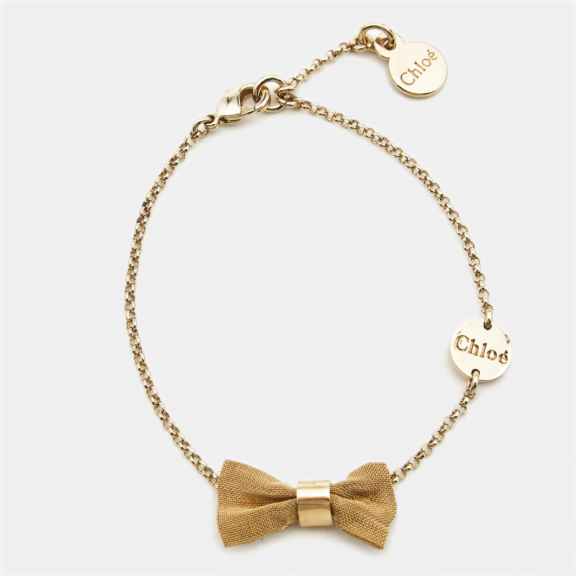 Pre Owned Chloe Bow Gold Tone Bracelet