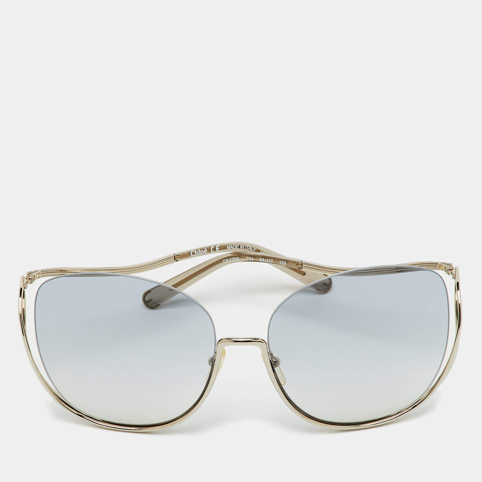 Pre Owned Chloe Silver Tone/Grey Gradient CE125S Milla Oversized Sunglasses