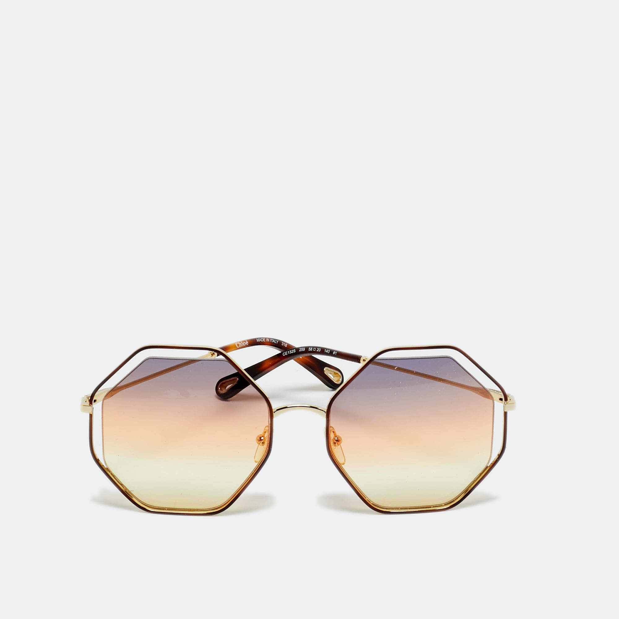 Pre Owned Chloe Brown/Gold Gradient CE132S Poppy Geometric Sunglasses
