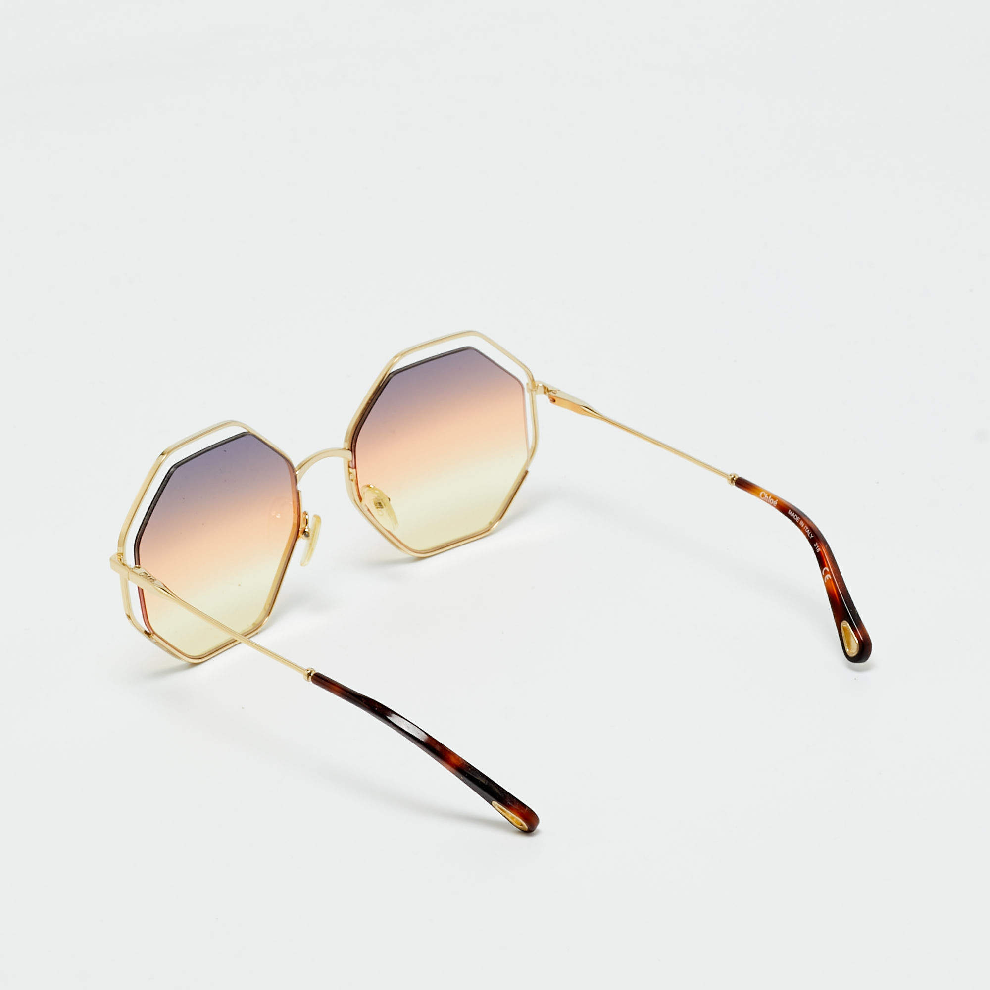 Chloe Brown/Gold Gradient CE132S Poppy Geometric Sunglasses Chloe