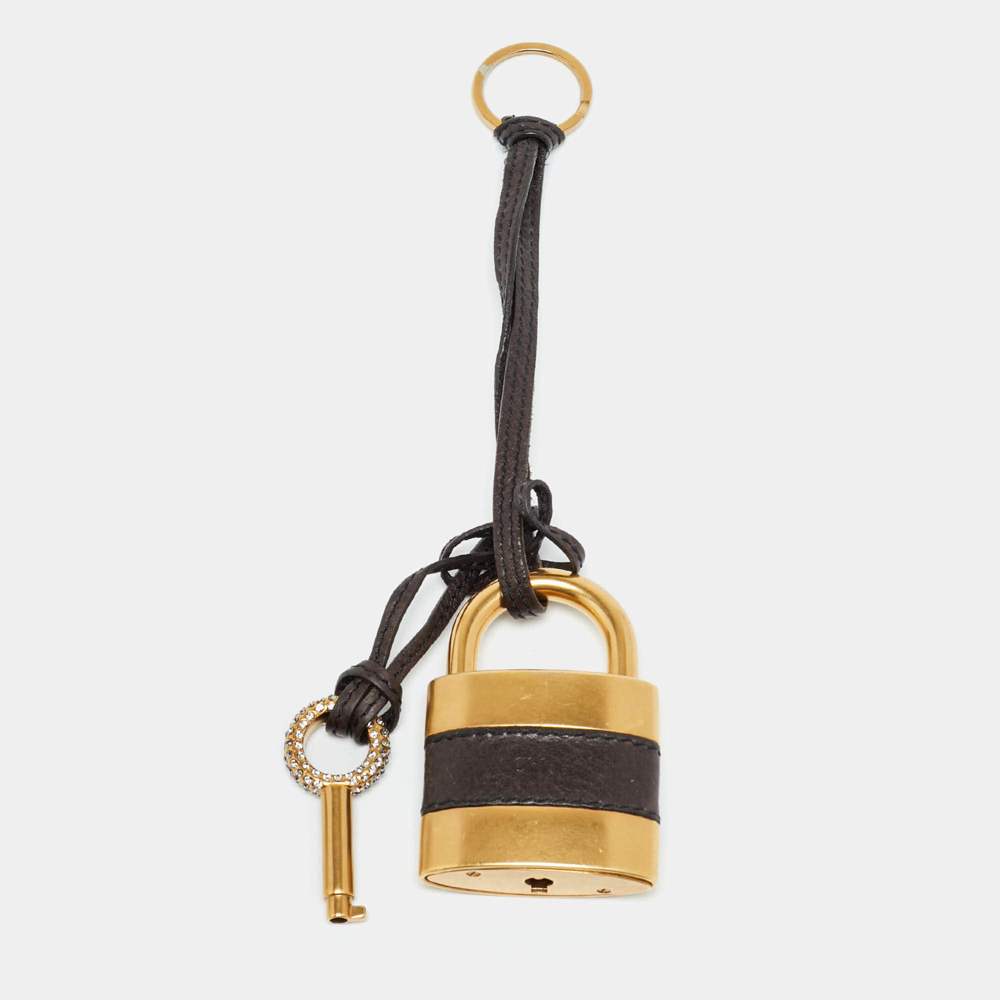 Pre Owned Chloé Paddington Bag Charm Brown Leather