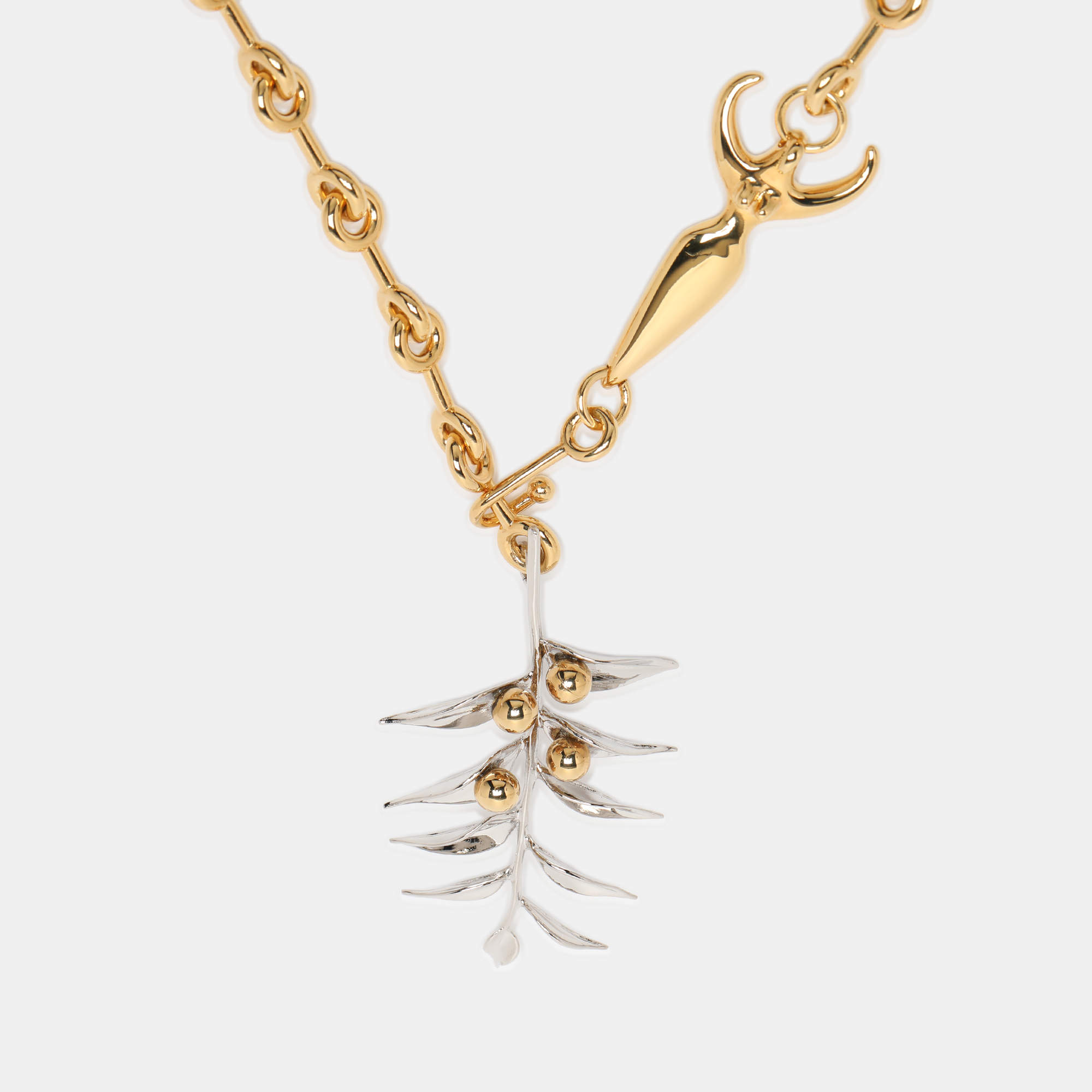 Pre Owned Chloé Two Tone Metal Chain Necklace