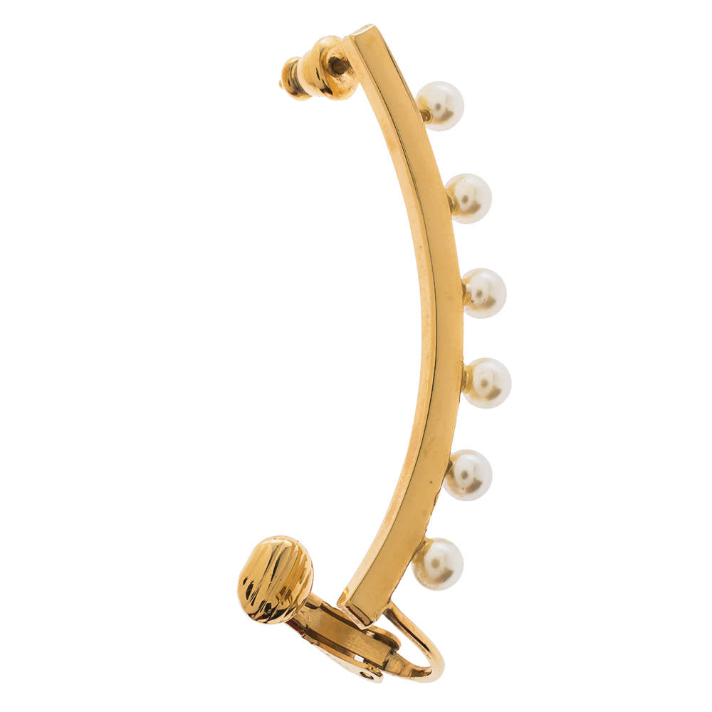 Chloe Pearl Darcy Faux Pearl Gold Tone Single Ear Cuff 