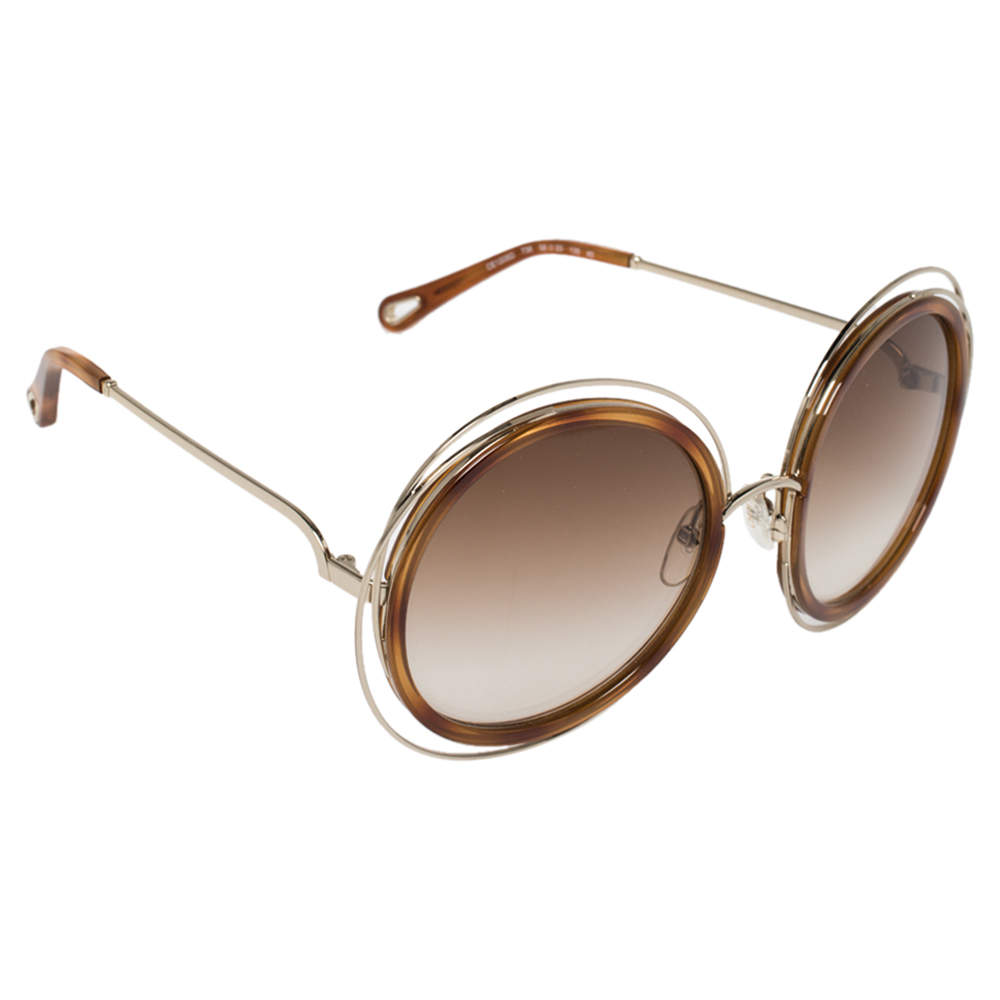Chloé Blonde Havana/ Brown Gradient CE120SD Carlina Round Sunglasses