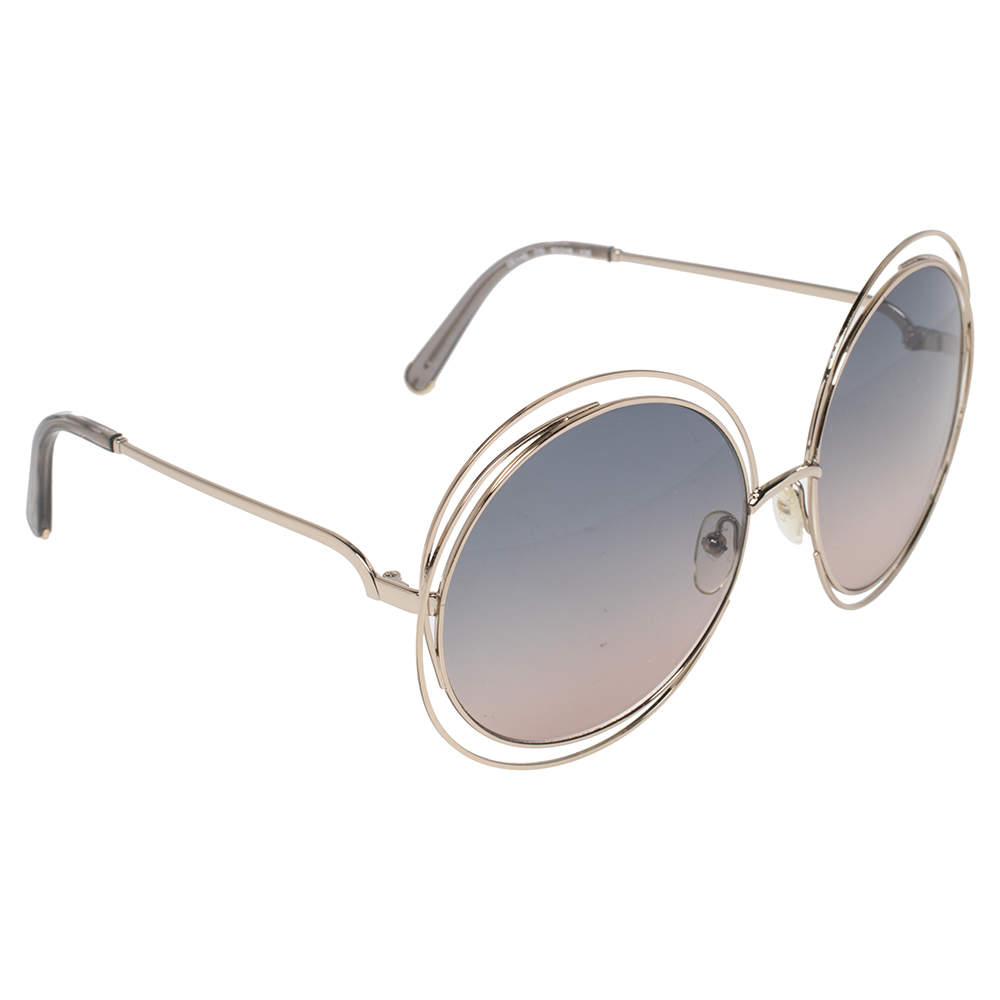 Pre Owned Chloé Pale Gold Tone/ Bicolor Gradient CE119S Carlina Oversized Sunglasses