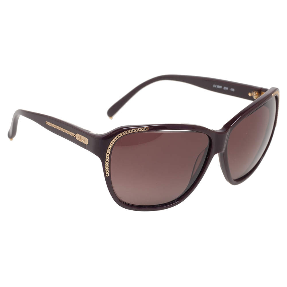 Pre Owned Chloe Burgundy/Burgundy Gradient CL2209 Oversized Sunglasses