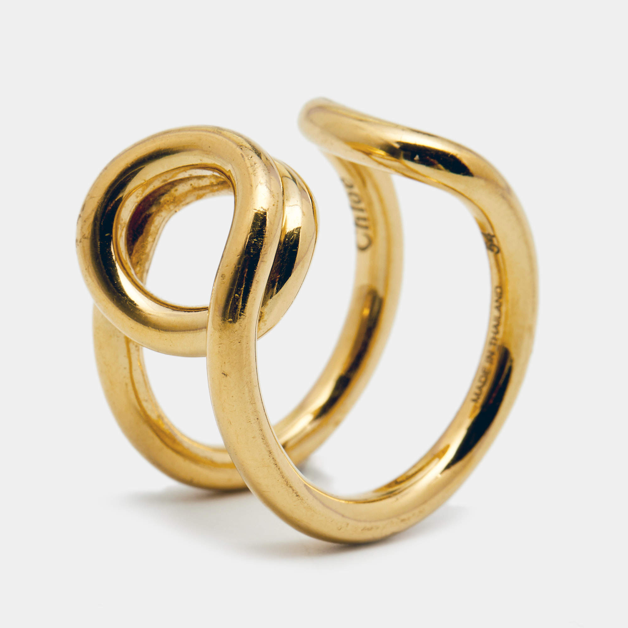 Chloè Gold Tone Cate Band Ring Size EU 54