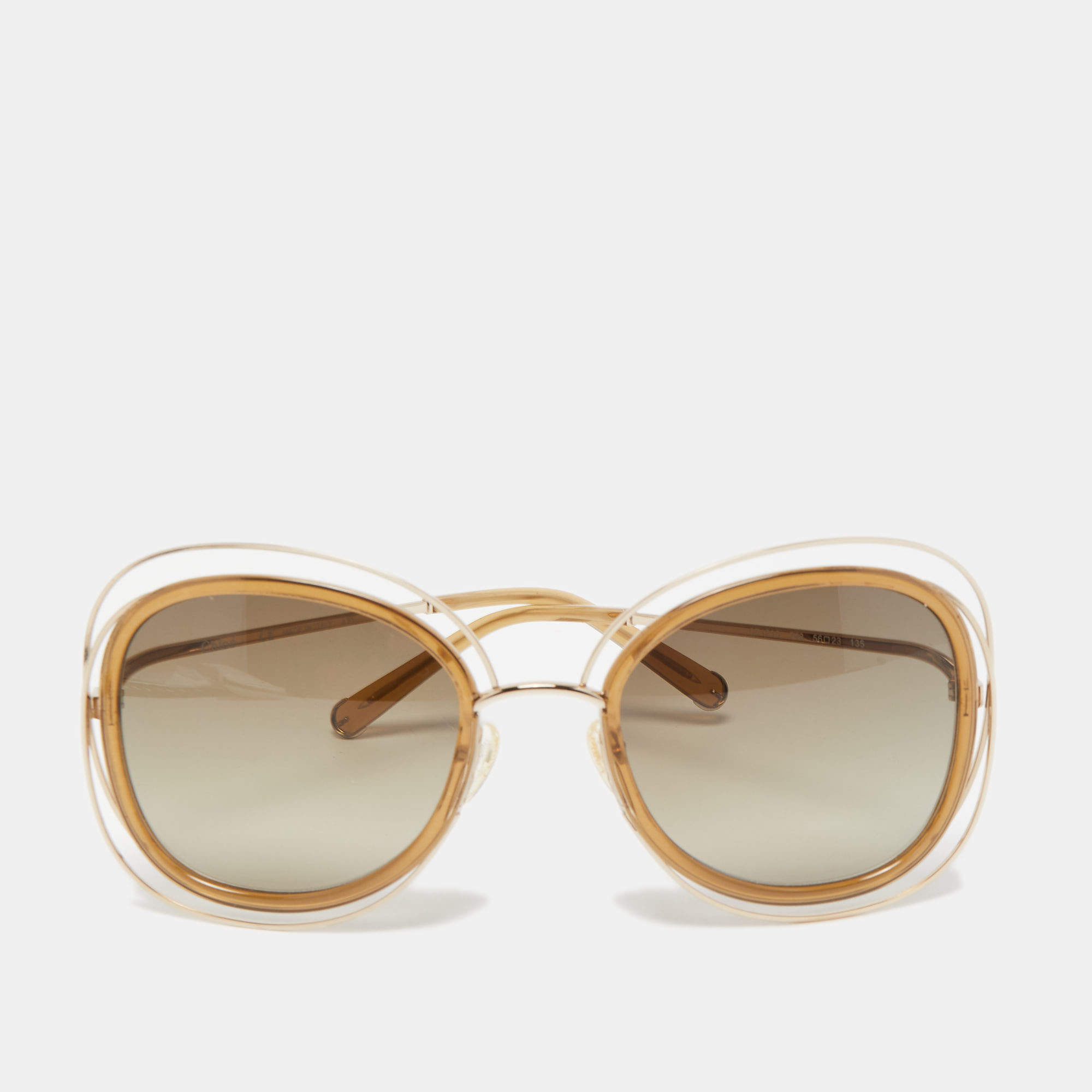 Pre Owned Chloe Gold/Brown Gradient CE123S Carlina Oversized Sunglasses