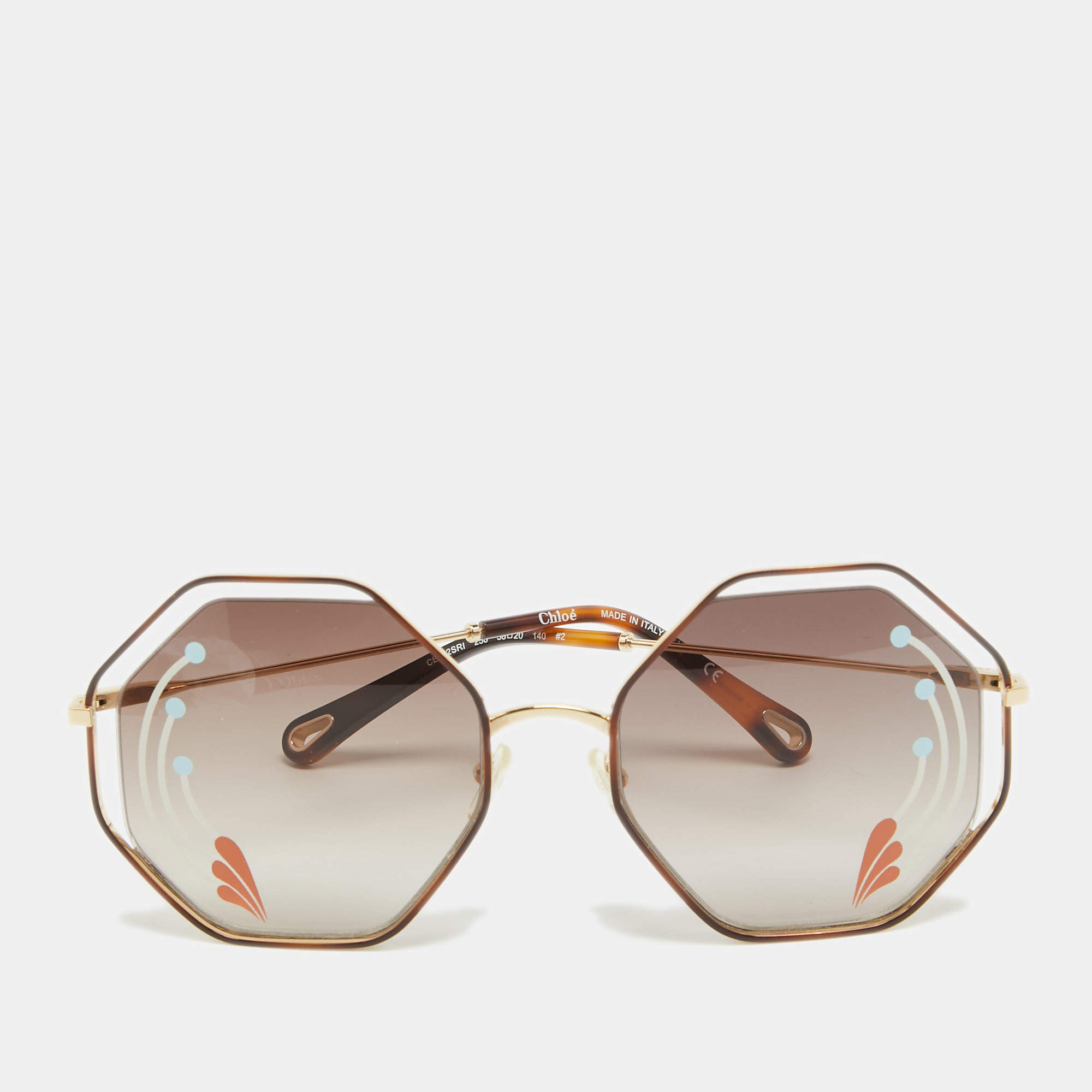 Chloe Brown/Gold Gradient CE132SRI Poppy Geometric Sunglasses