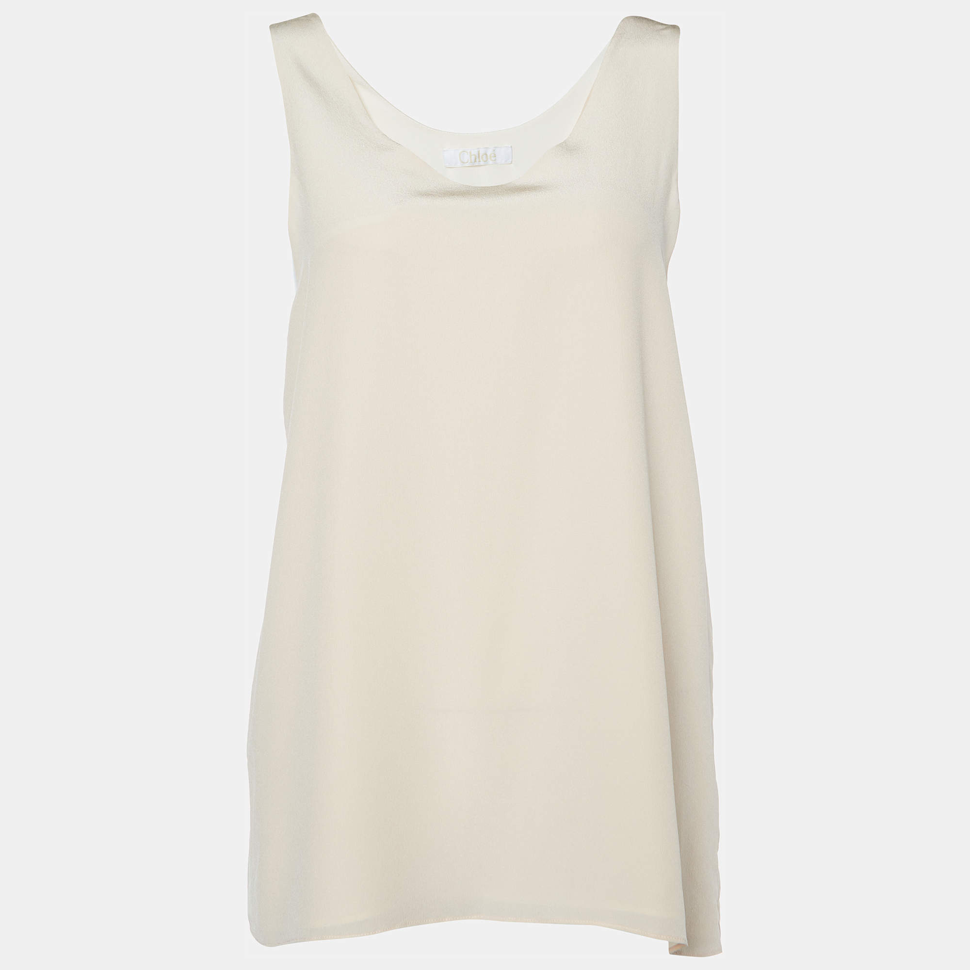 Pre Owned Chloé Light Pink Silk Tank Top S