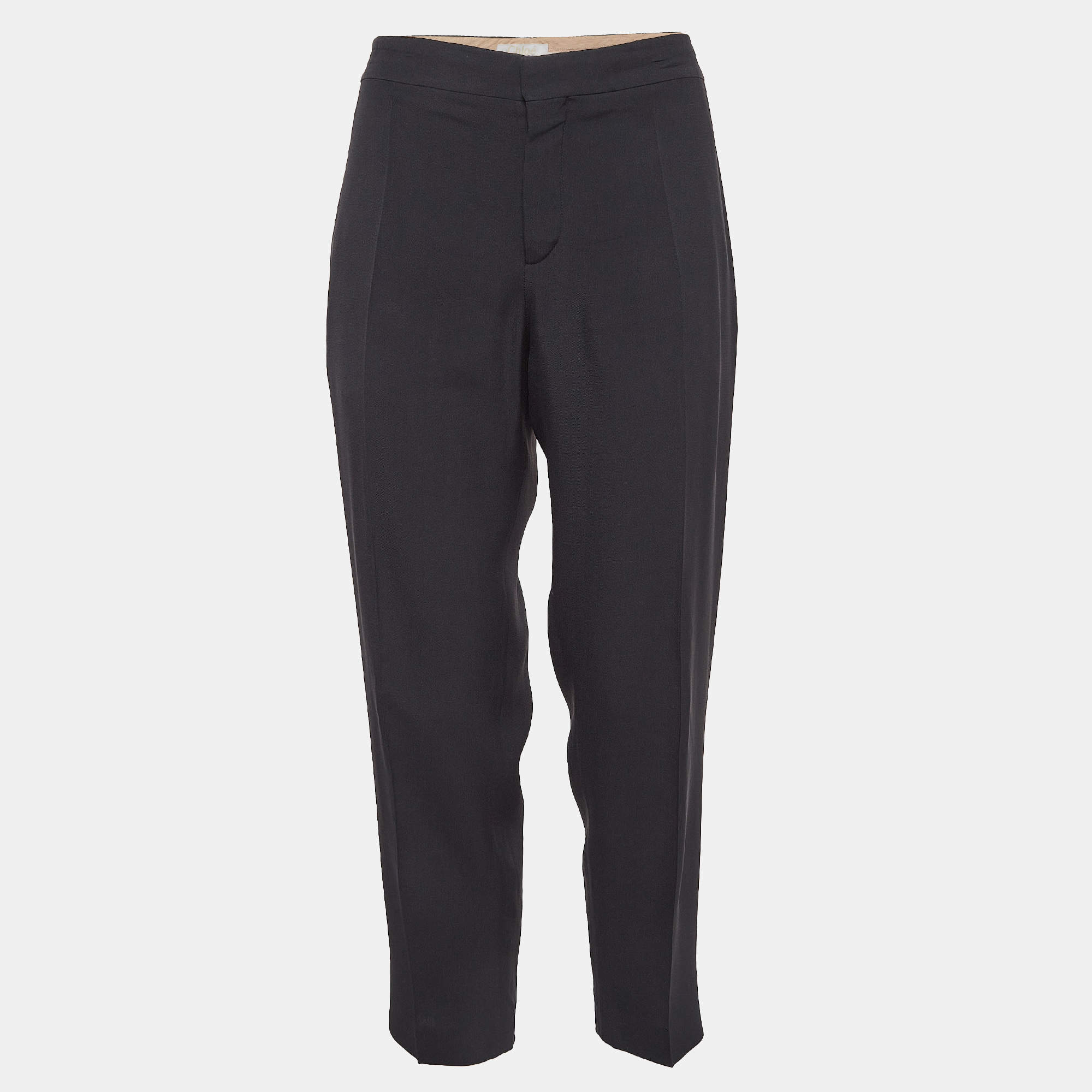 Chloe Black Gabardine Trousers L 
