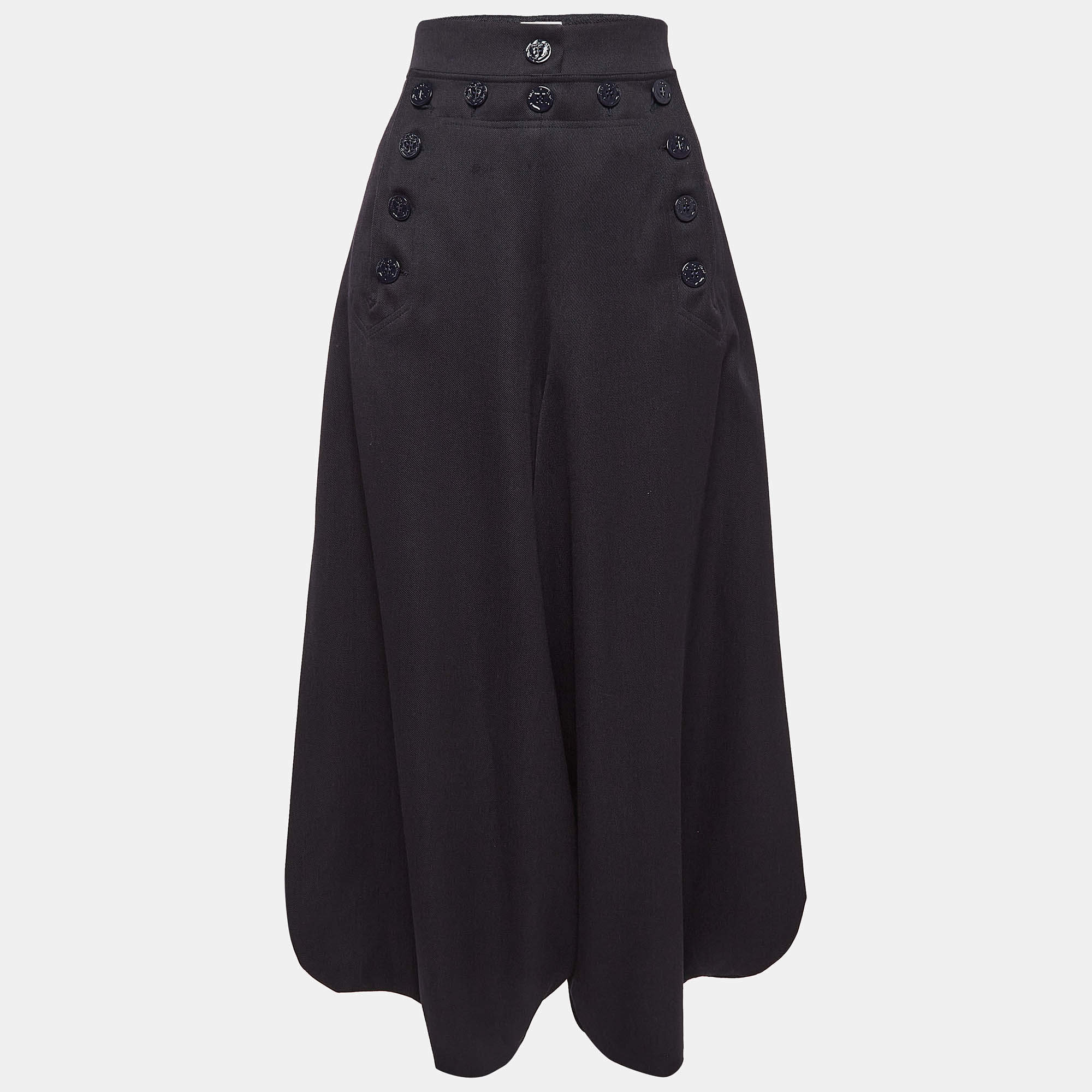 Pre Owned Chloe Navy Blue Wool Blend Sailor Pants M