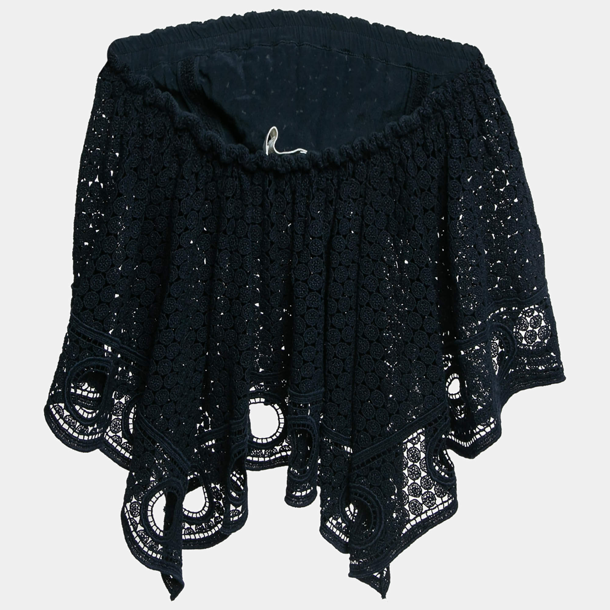 Chloe Navy Blue Lace Asymmetric Strapless Top S