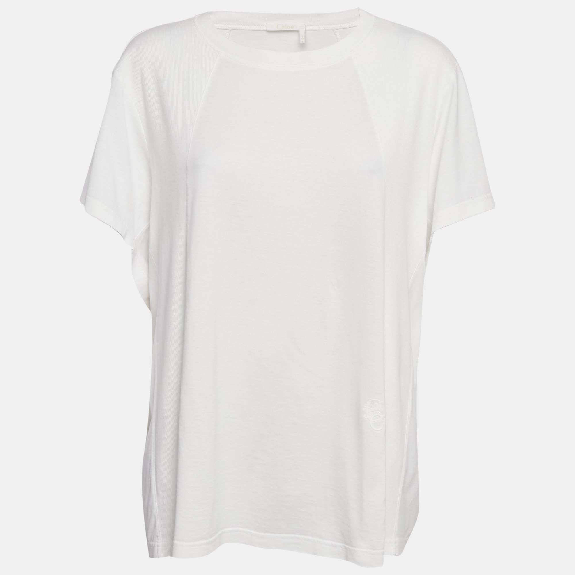 Chloe White Jersey Cotton Crew Neck T-Shirt M