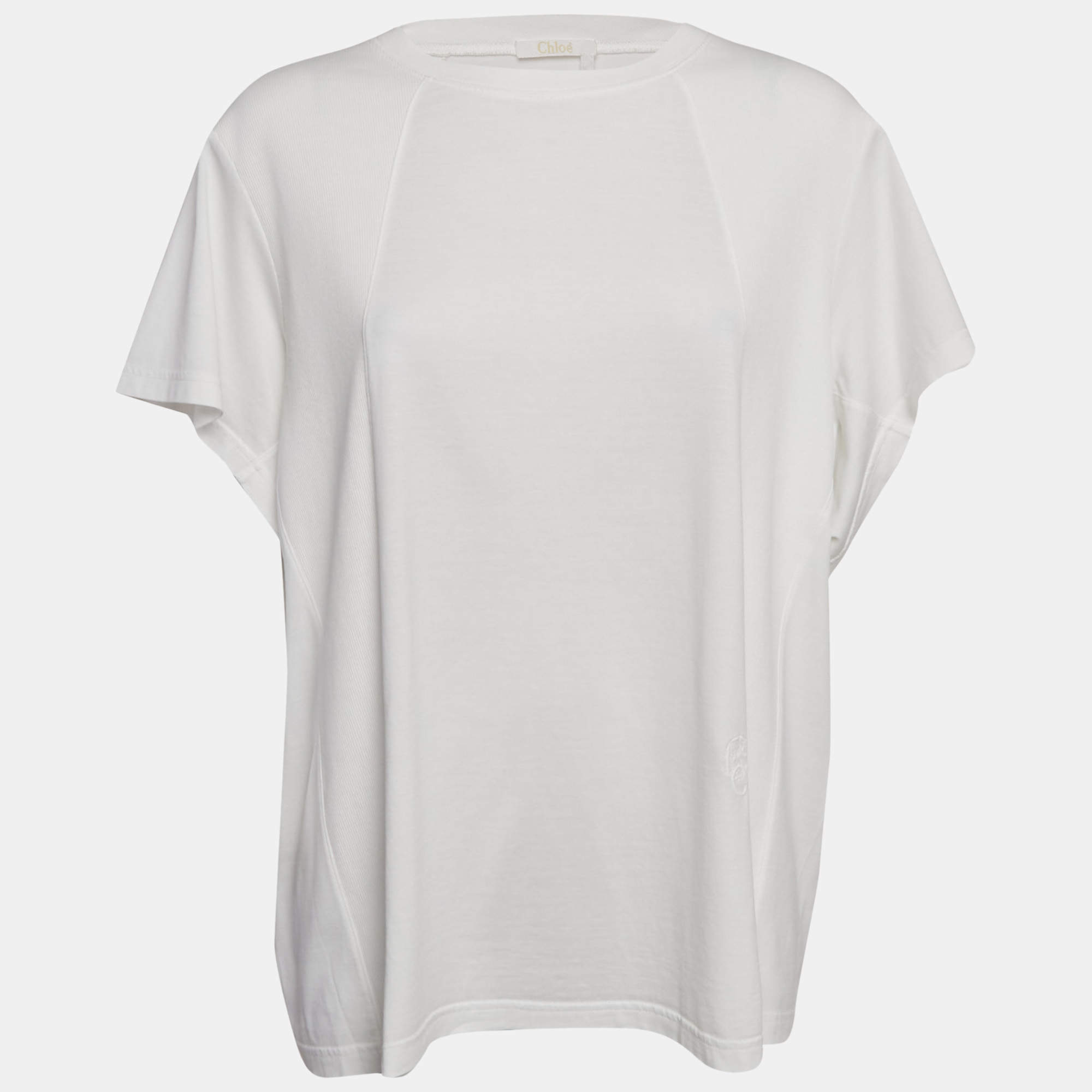 Chloe White Cotton Jersey Loose Fit T-Shirt M