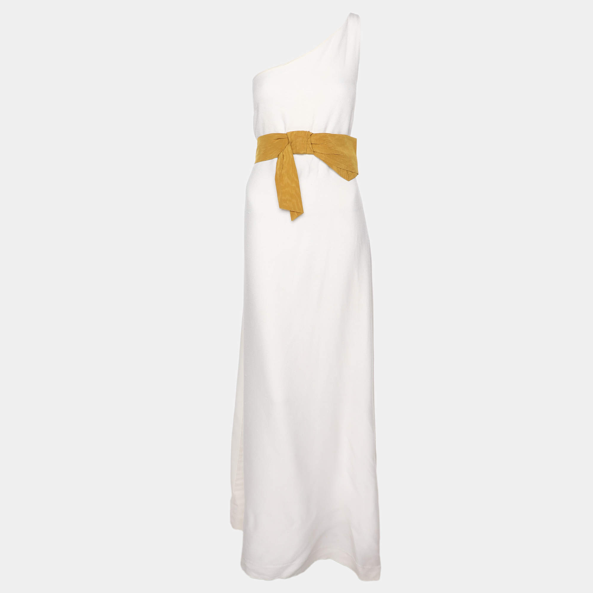 Chloe White Fabric Blend Bow Maxi Dress