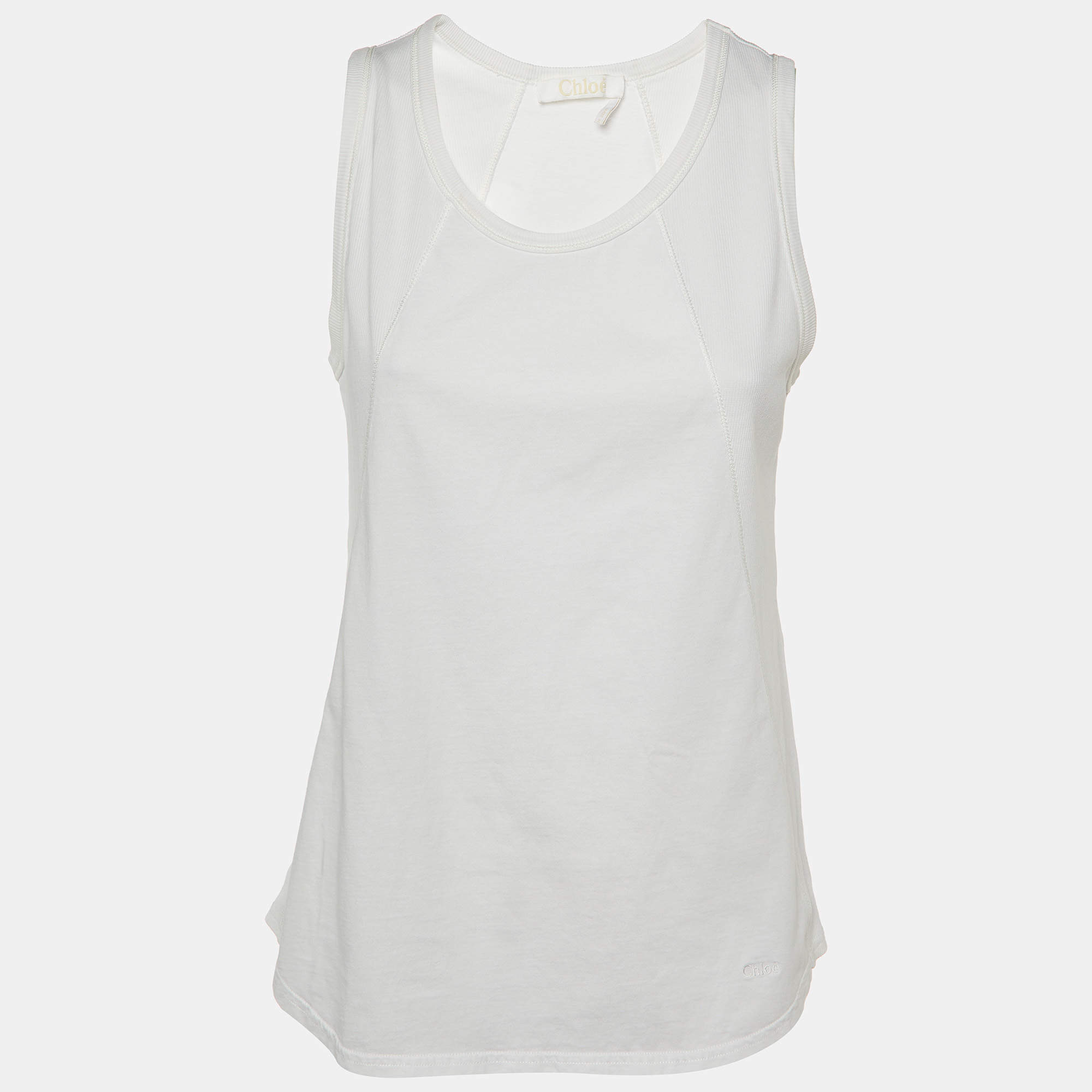 Chloe White Cotton Tank Top L