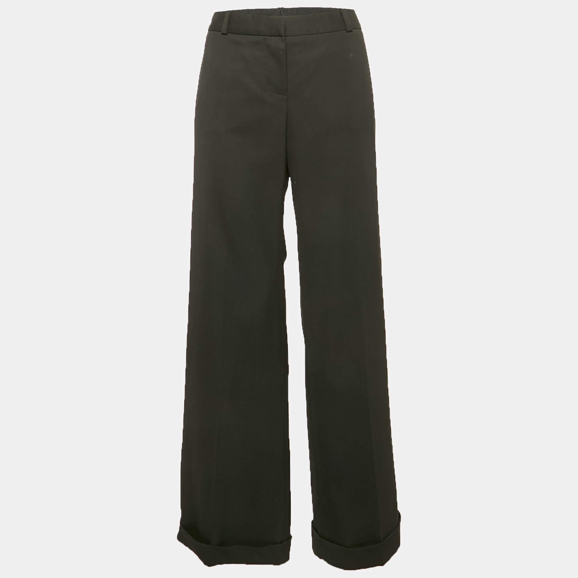 Chloé Black Wool Wide Leg Trousers L