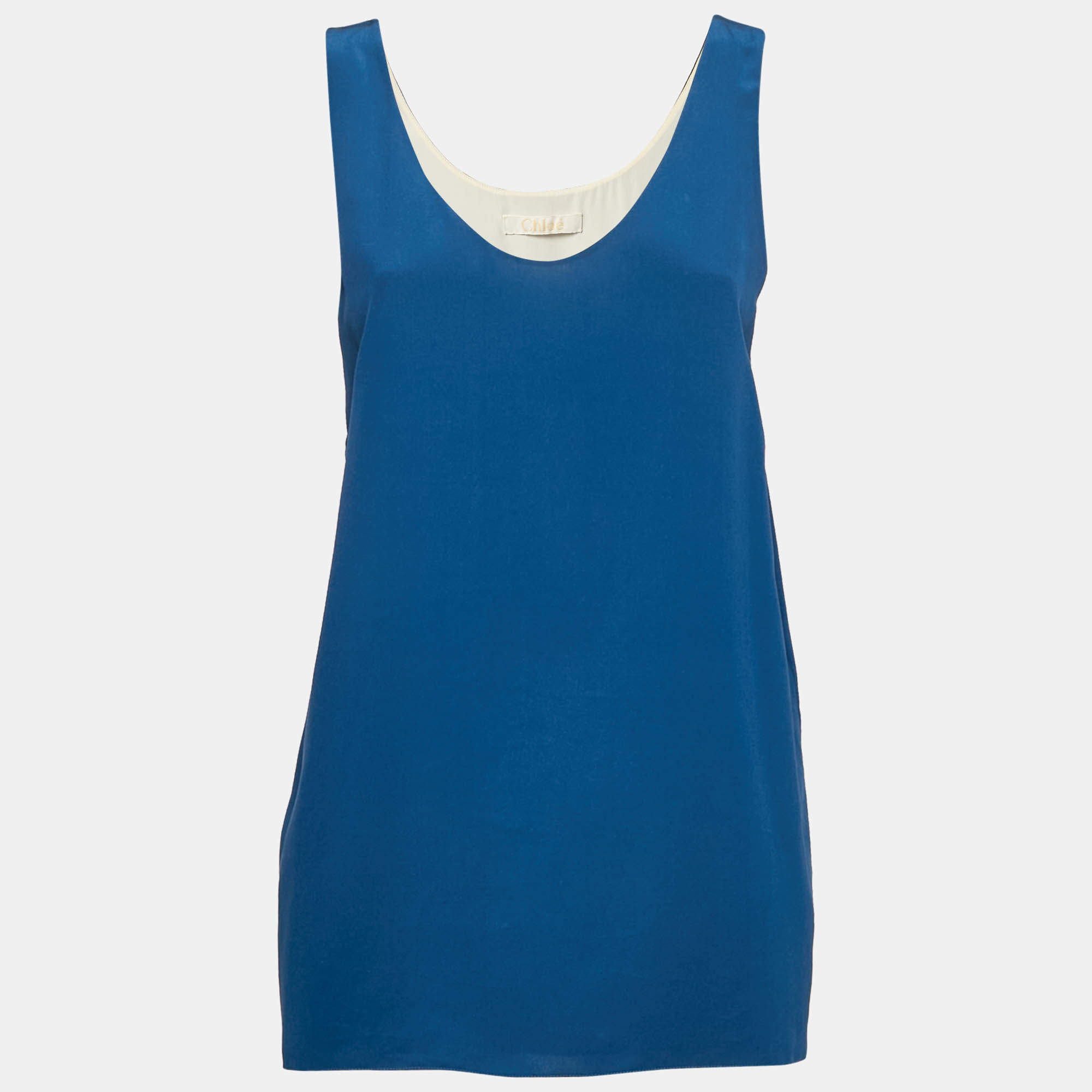 Chloé Blue Silk Tank Top L