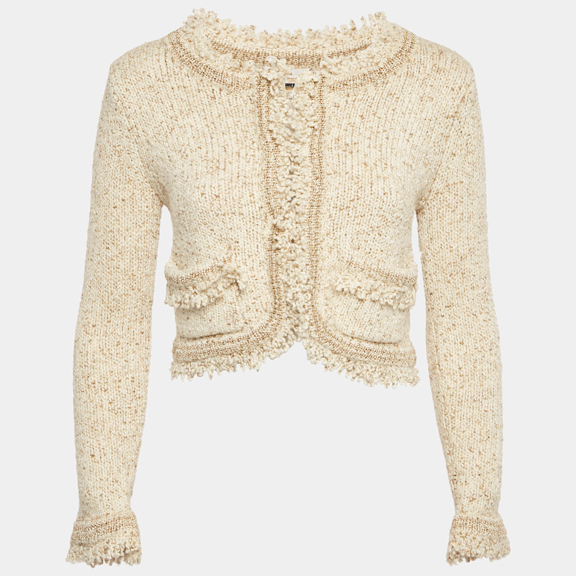 Chloé Cream Knit Fringed Cardigan M