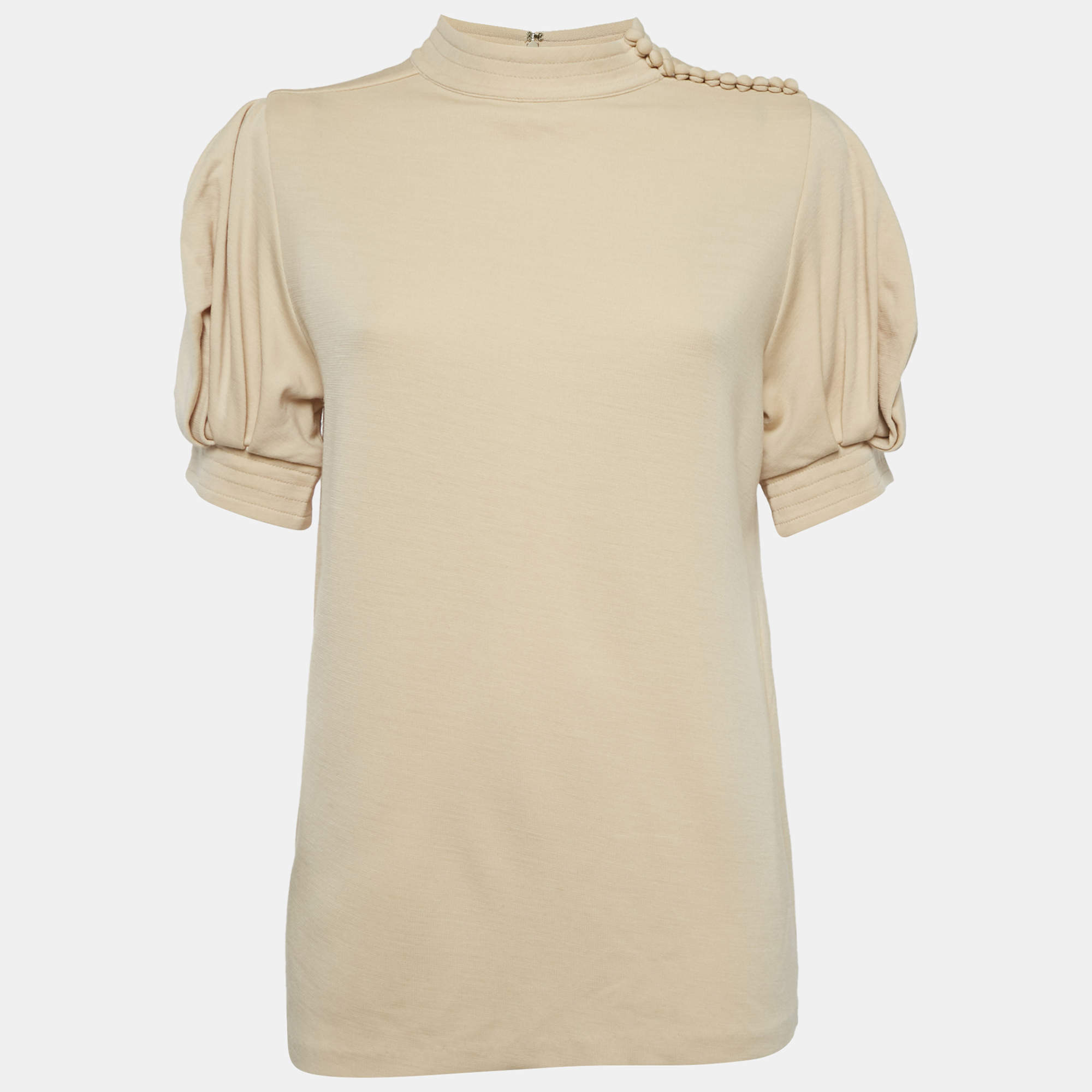 Chloé  Beige Wool Jersey Crew Neck Top S