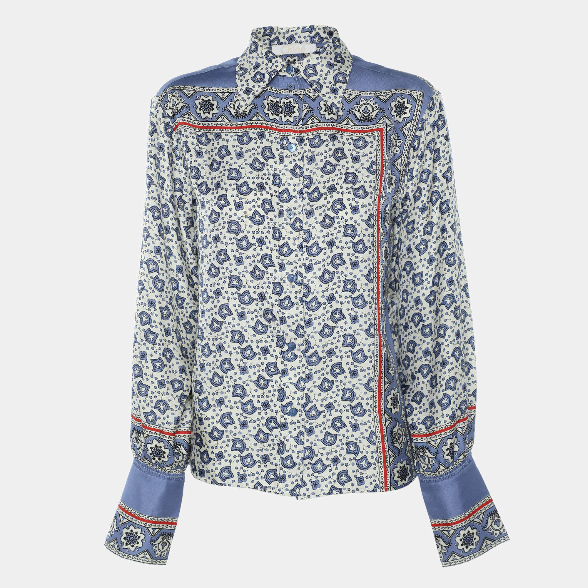 Chloé Multicolor Printed Silk Button Front Shirt S