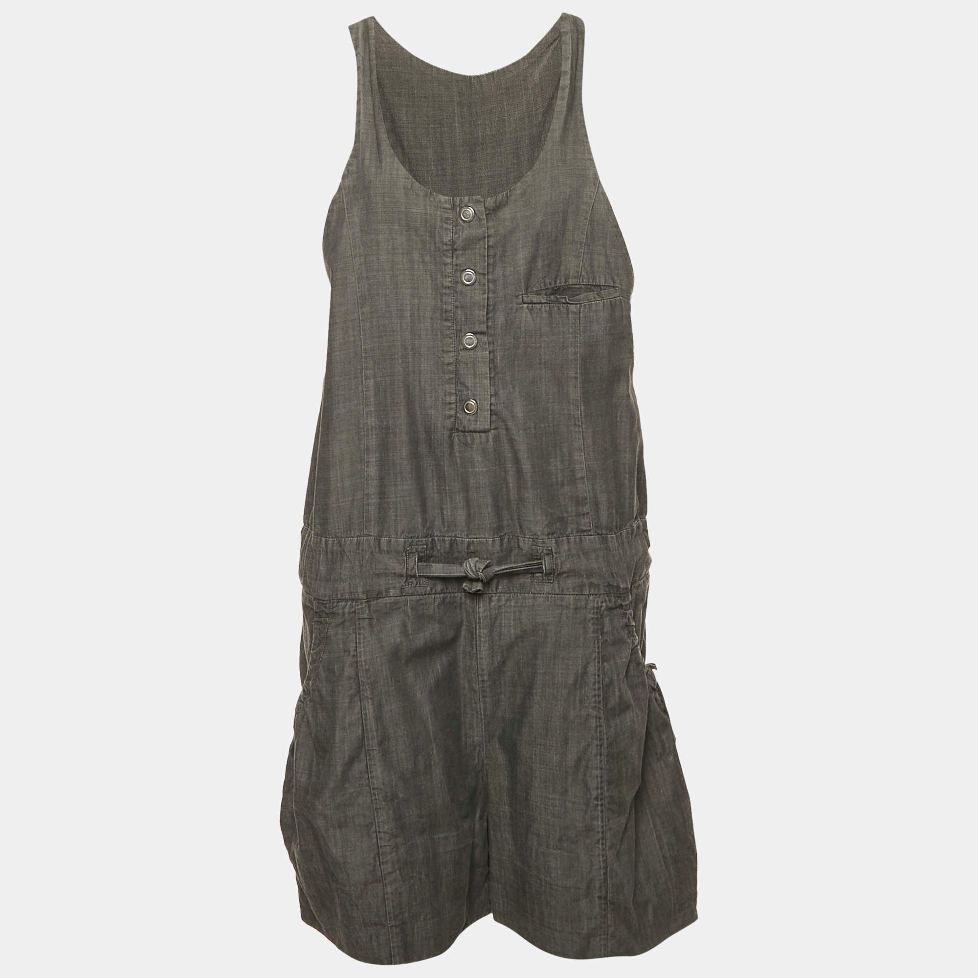 Pre Owned Chloe Dark Grey Cotton Waist Tie-Up Dungaree M