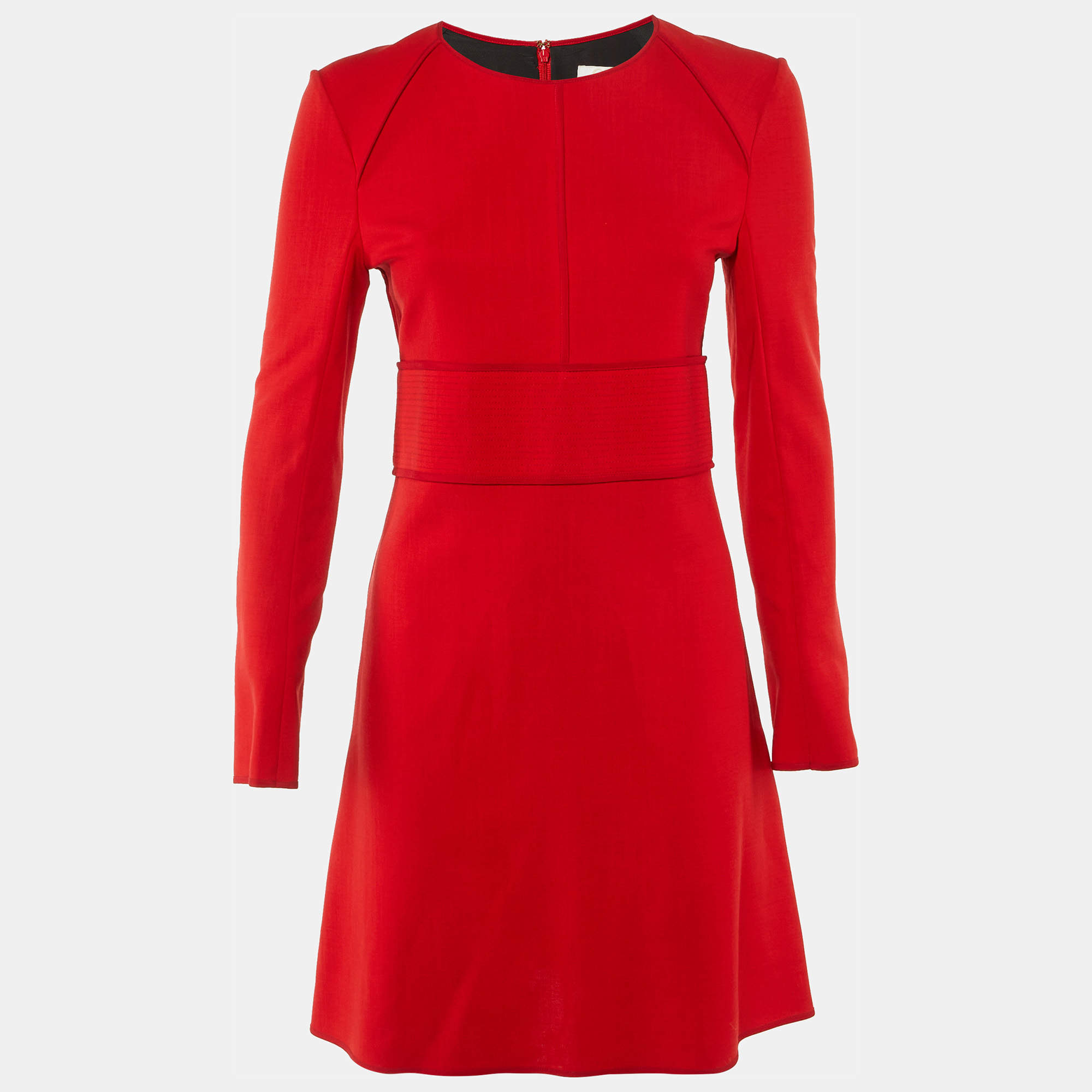 Pre Owned Chloe Red Wool Full Sleeve Mini Dress M