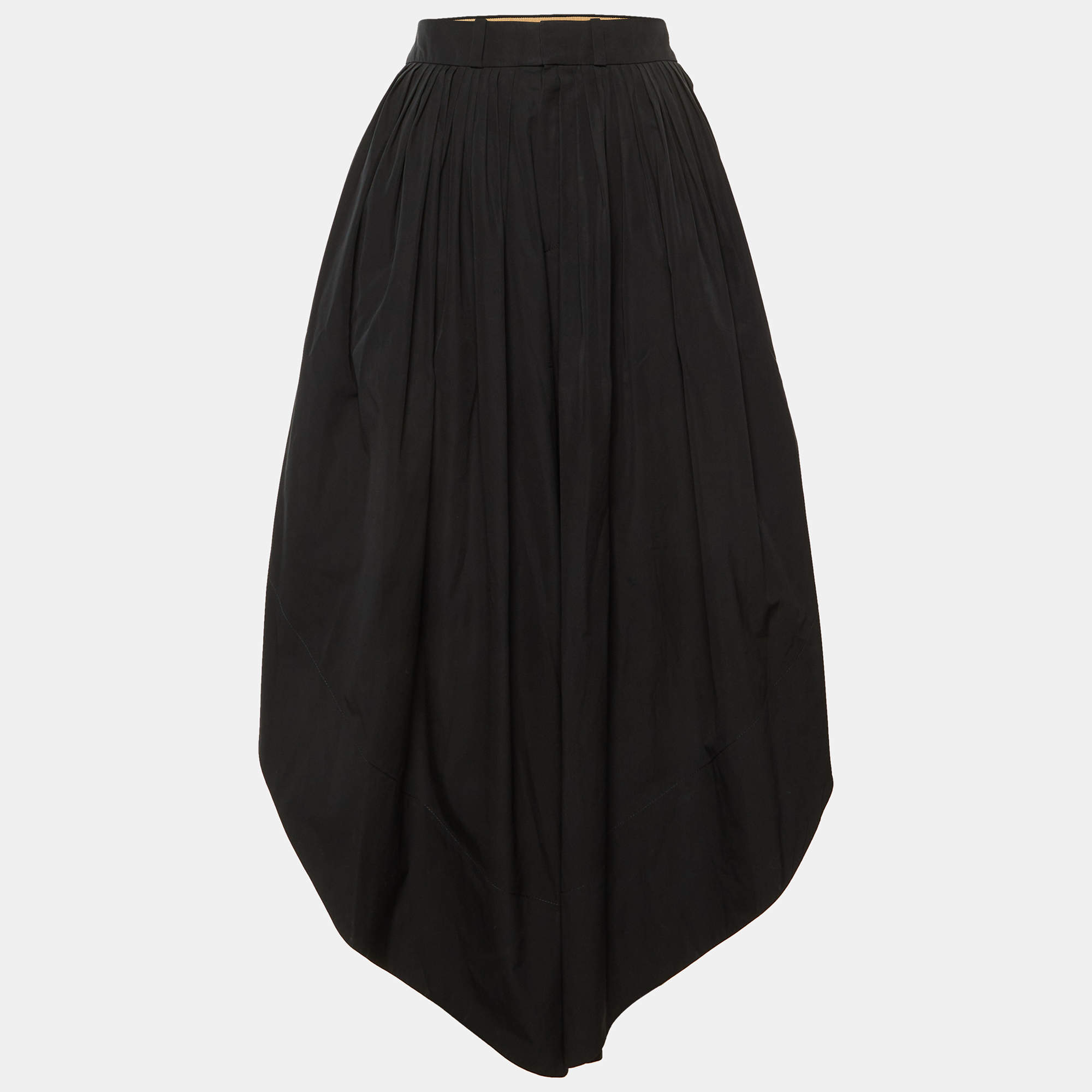Pre Owned Chloé Black Poplin Gathered Culottes S