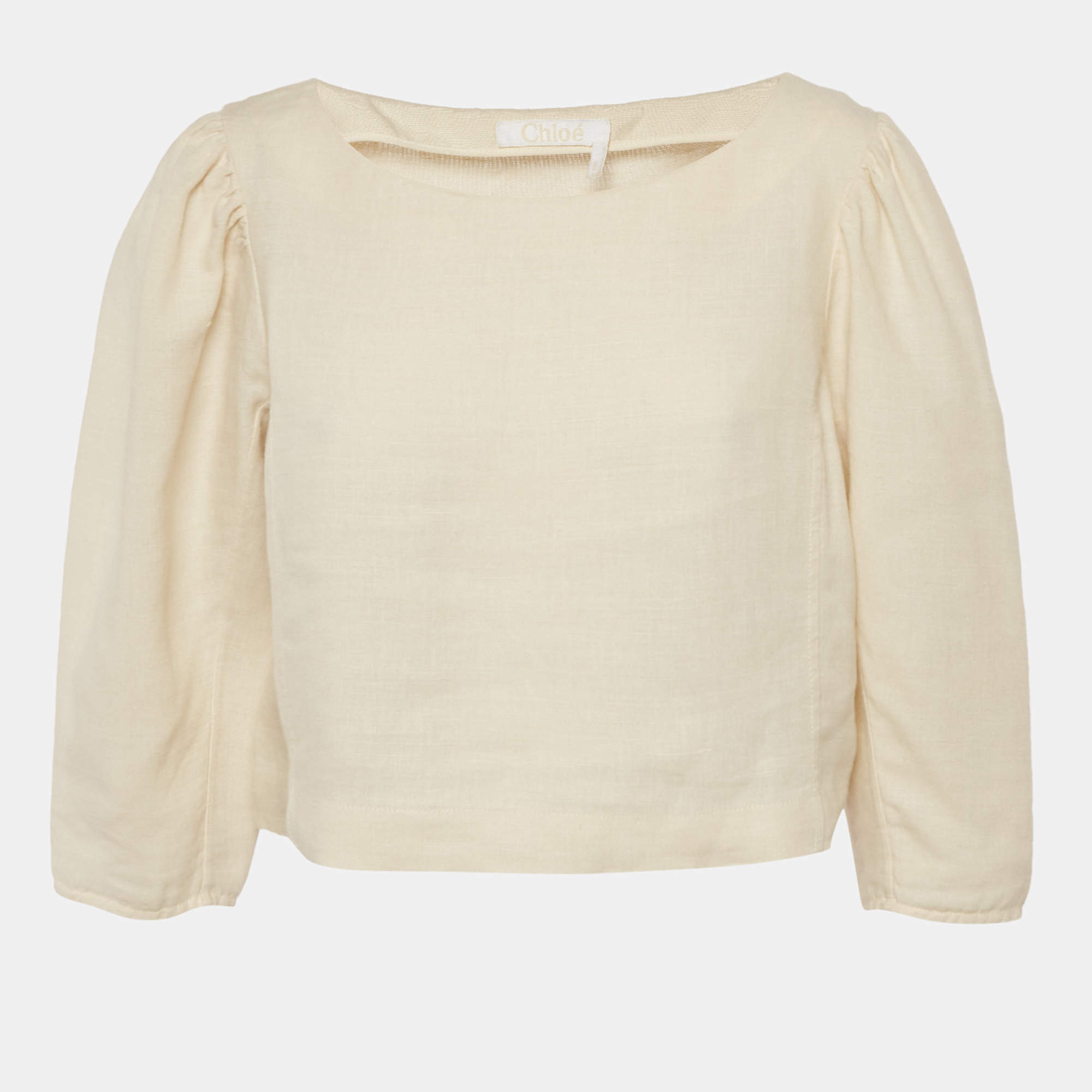 مملوكة مسبقًا Chloe Beige Linen Top M
