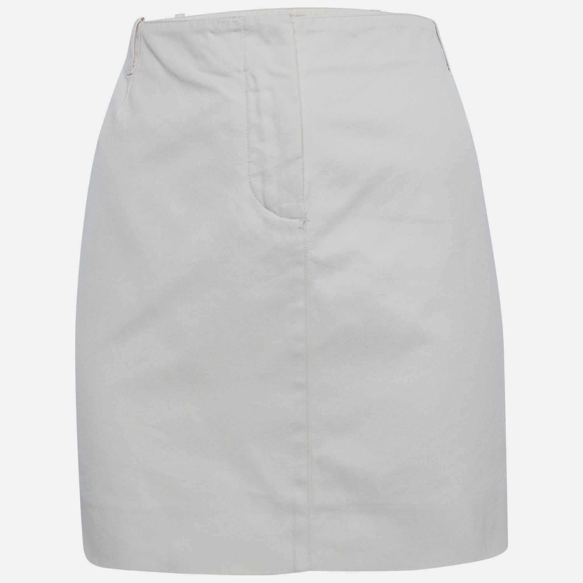 Pre Owned Chloe Cream Twill Mini Skirt M