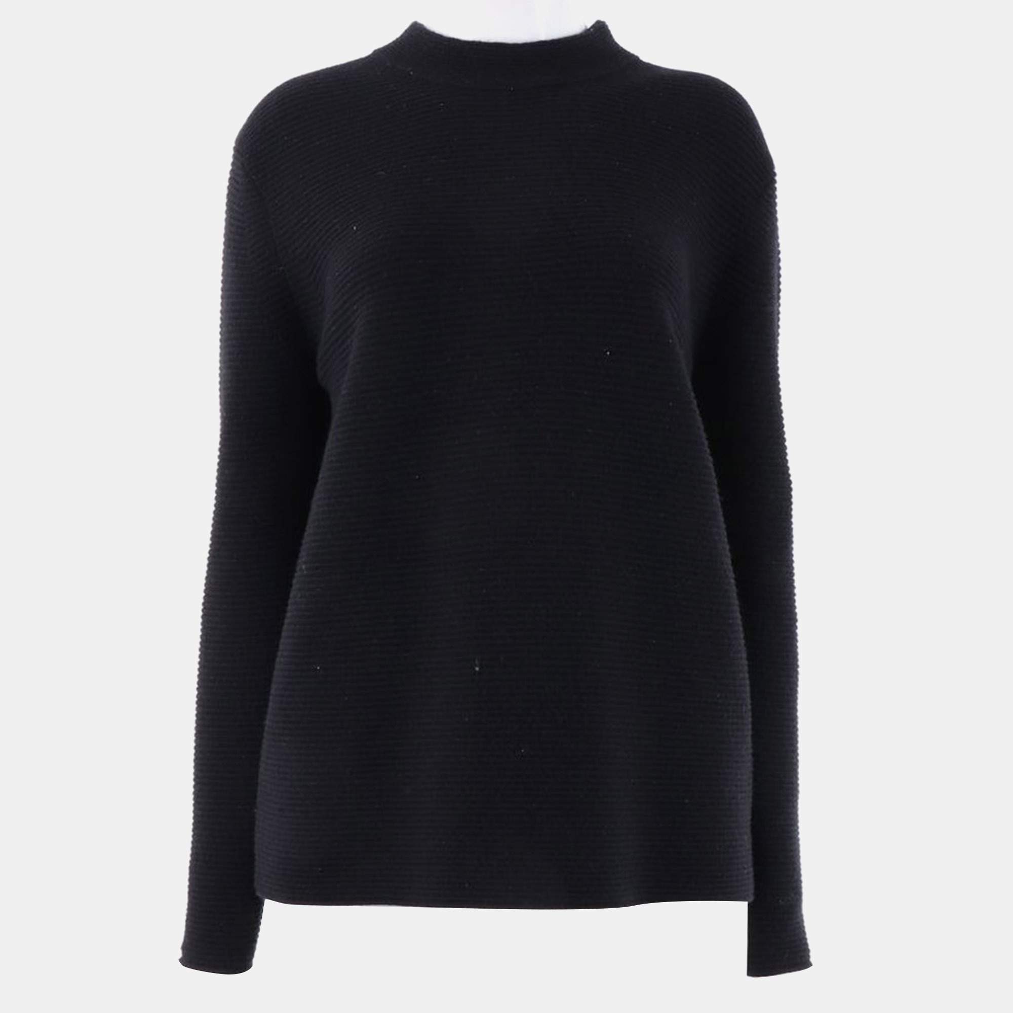 Pre Owned Chloé Black Wool Long-Sleeved Knit Size S