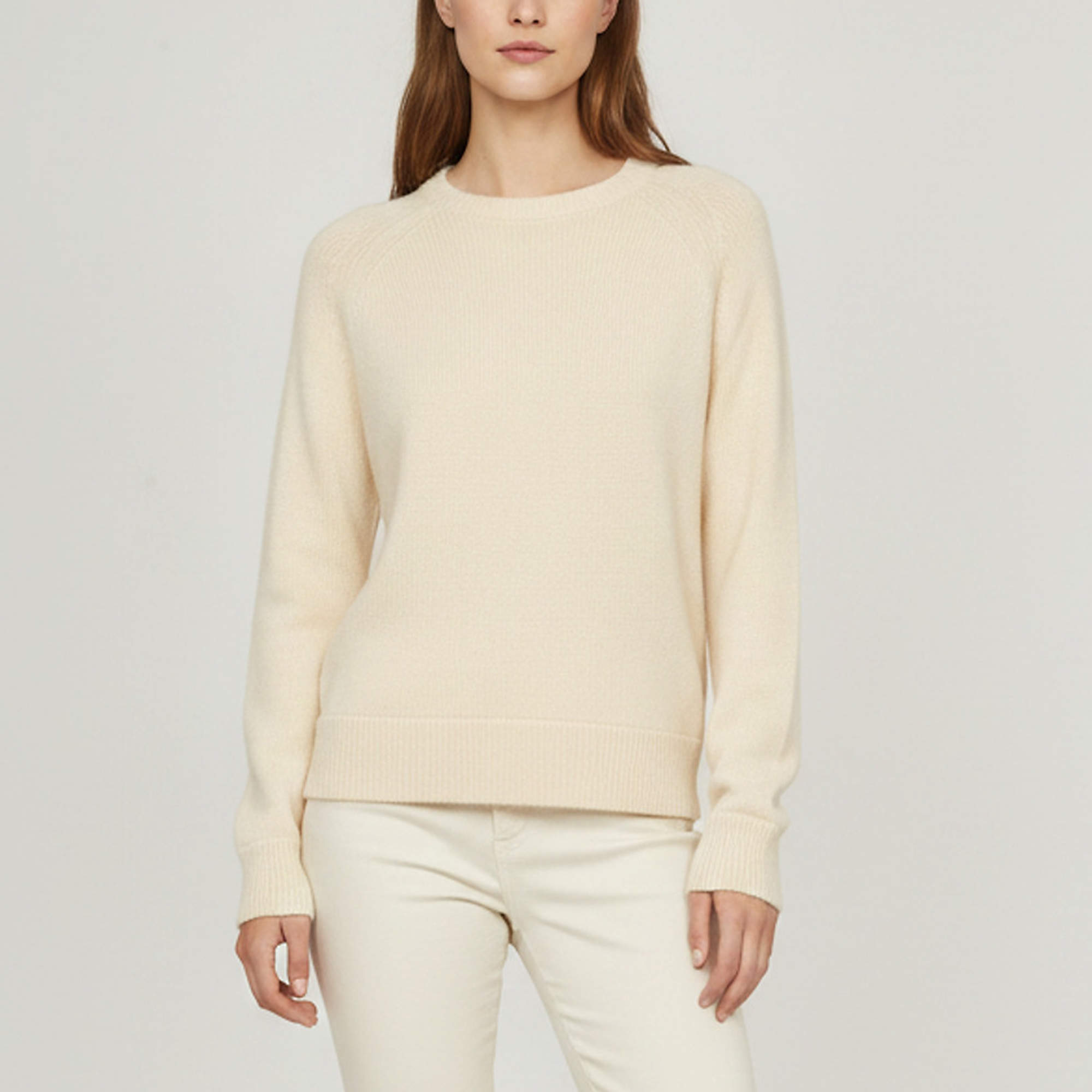 Pre Owned Chloé Cream Cashmere Knit Raglan Sleeved Sweater M