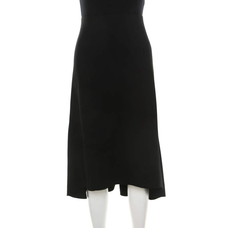 Pre Owned Chloé Black Crepe Knit Asymmetric Hem A Line Skirt M
