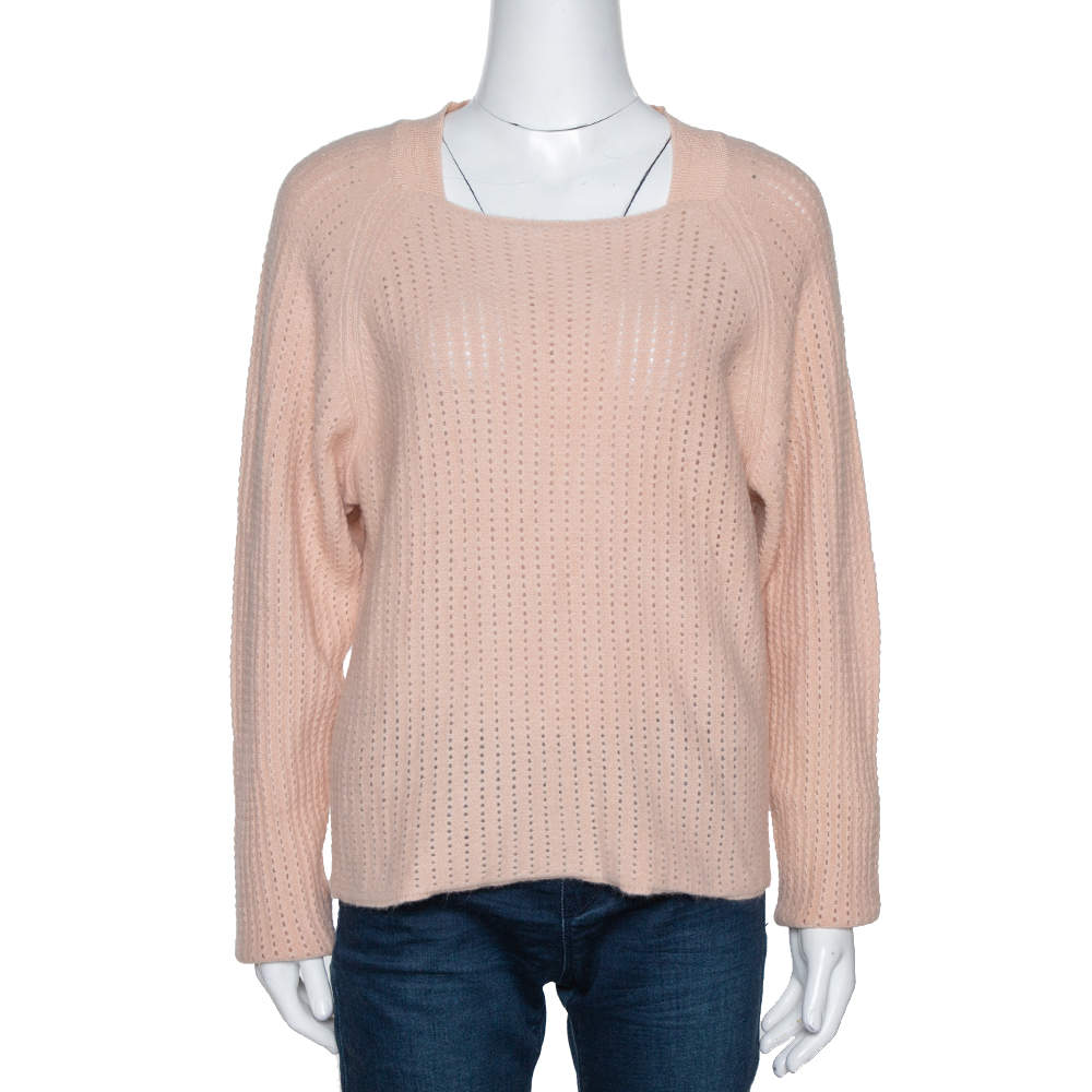 Pre Owned Chloe Peach Angora & Wool Knit Sweater L