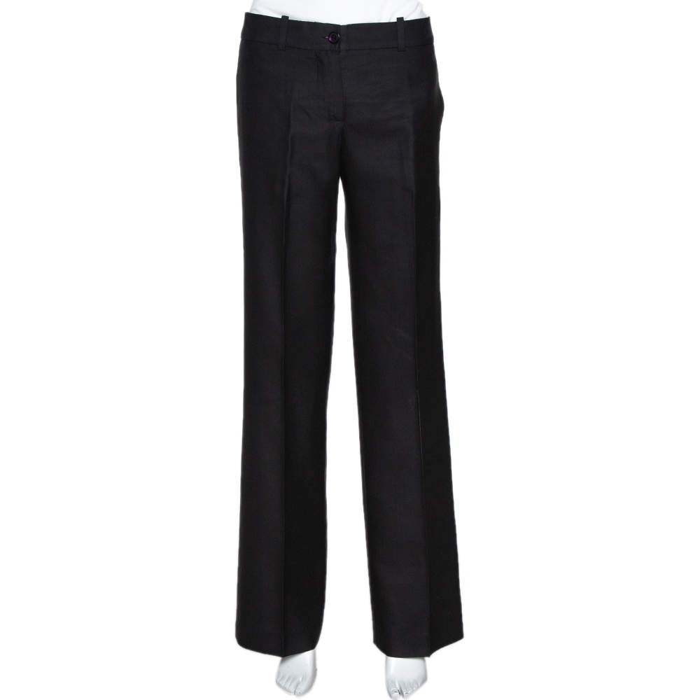 Chloe Black Silk & Wool Tailored Trousers M