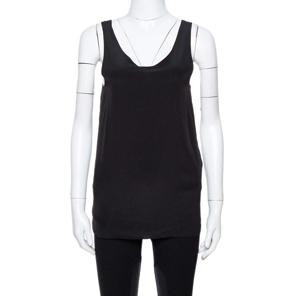 مملوكة مسبقًا Chloe Black Silk Sleeveless Tank Top S