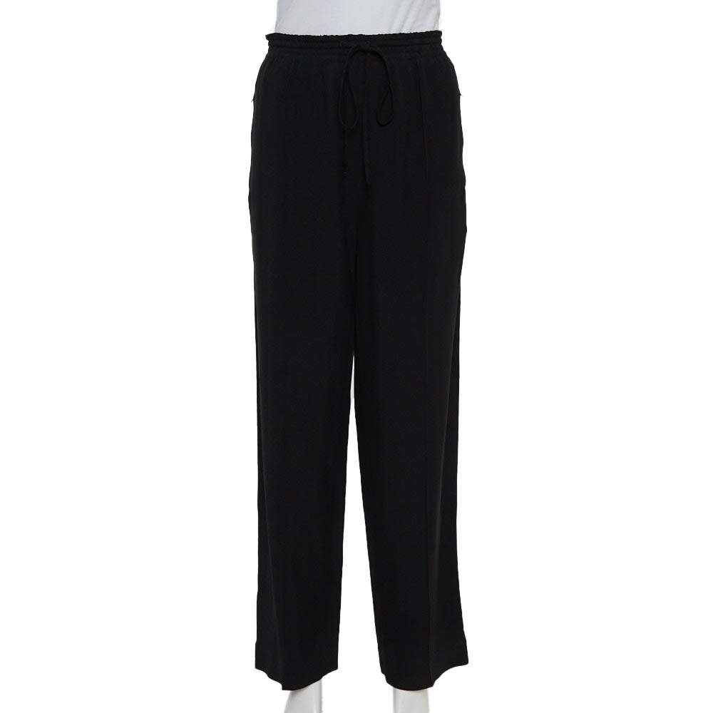 Pre Owned Chloe Black Crepe Rainbow Stripe Detail Trousers L