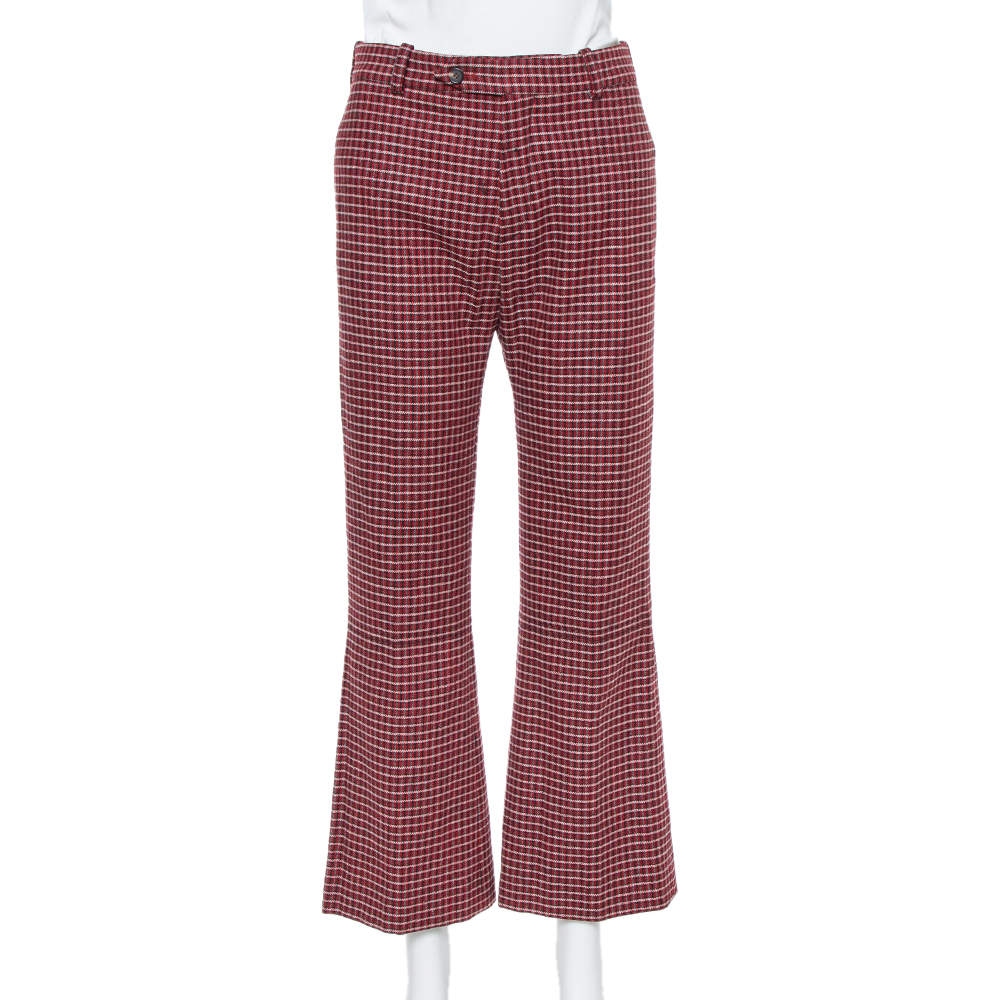 パンツ Chloe Check wool pants Chloé High Rise Flared Pants In Wool Check | Chloé US