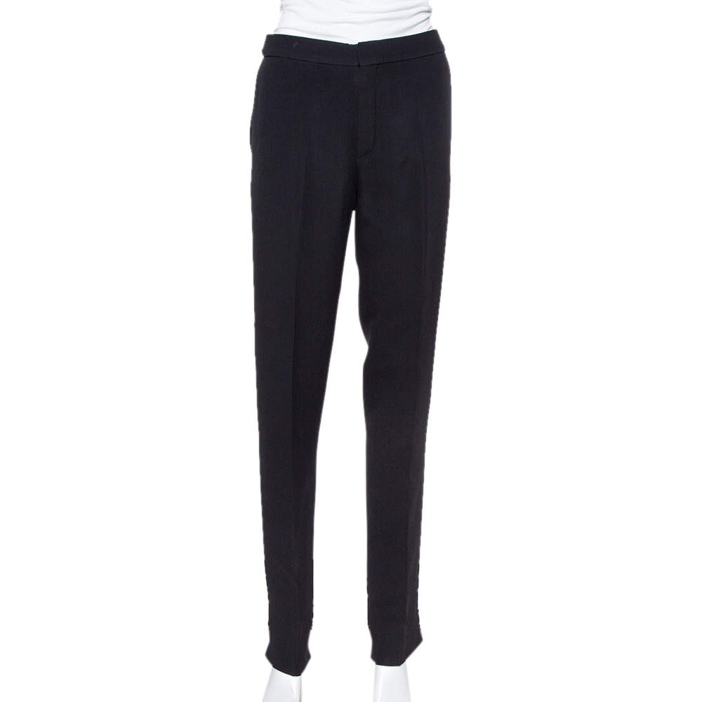 Pre Owned Chloe Black Crepe High Low Hem Tapered Trousers M