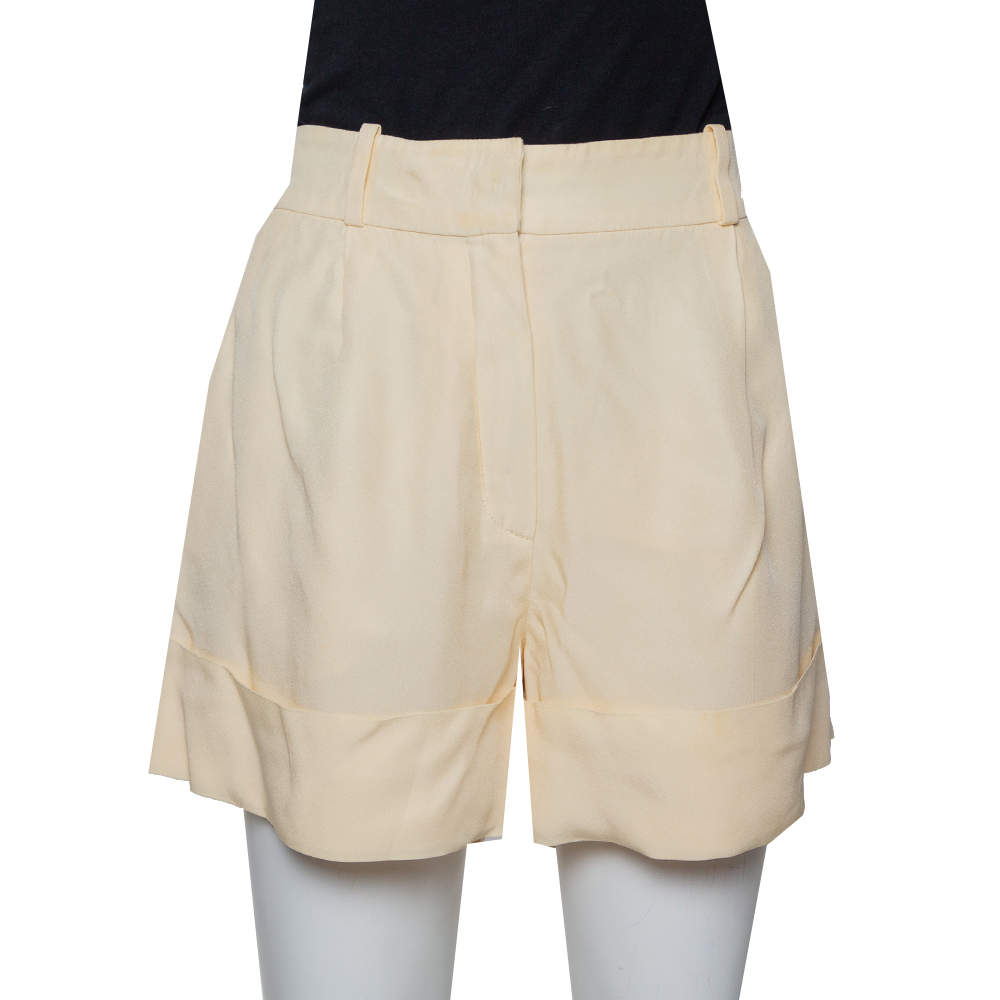 Pre Owned Chloé Cream Crepe Shorts M