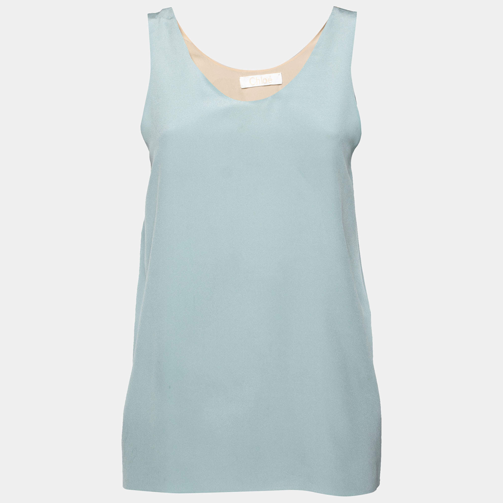 Pre Owned Chloe Blue Silk Sleeveless Top S
