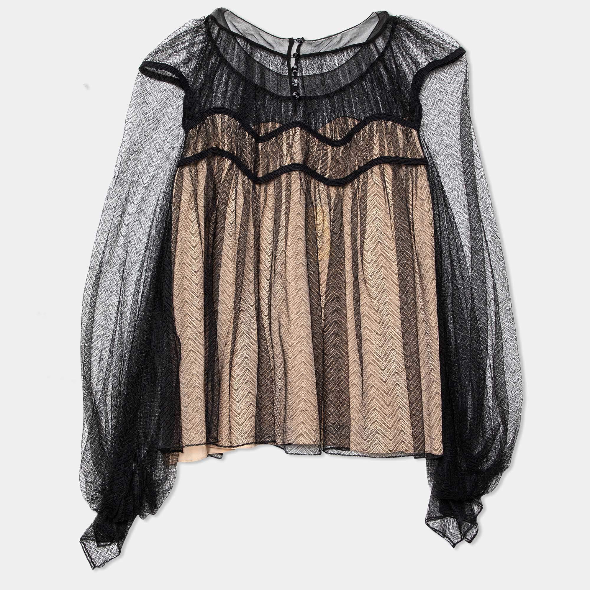 مملوكة مسبقًا Chloe Black Lace Overlay Long Sleeve Top M
